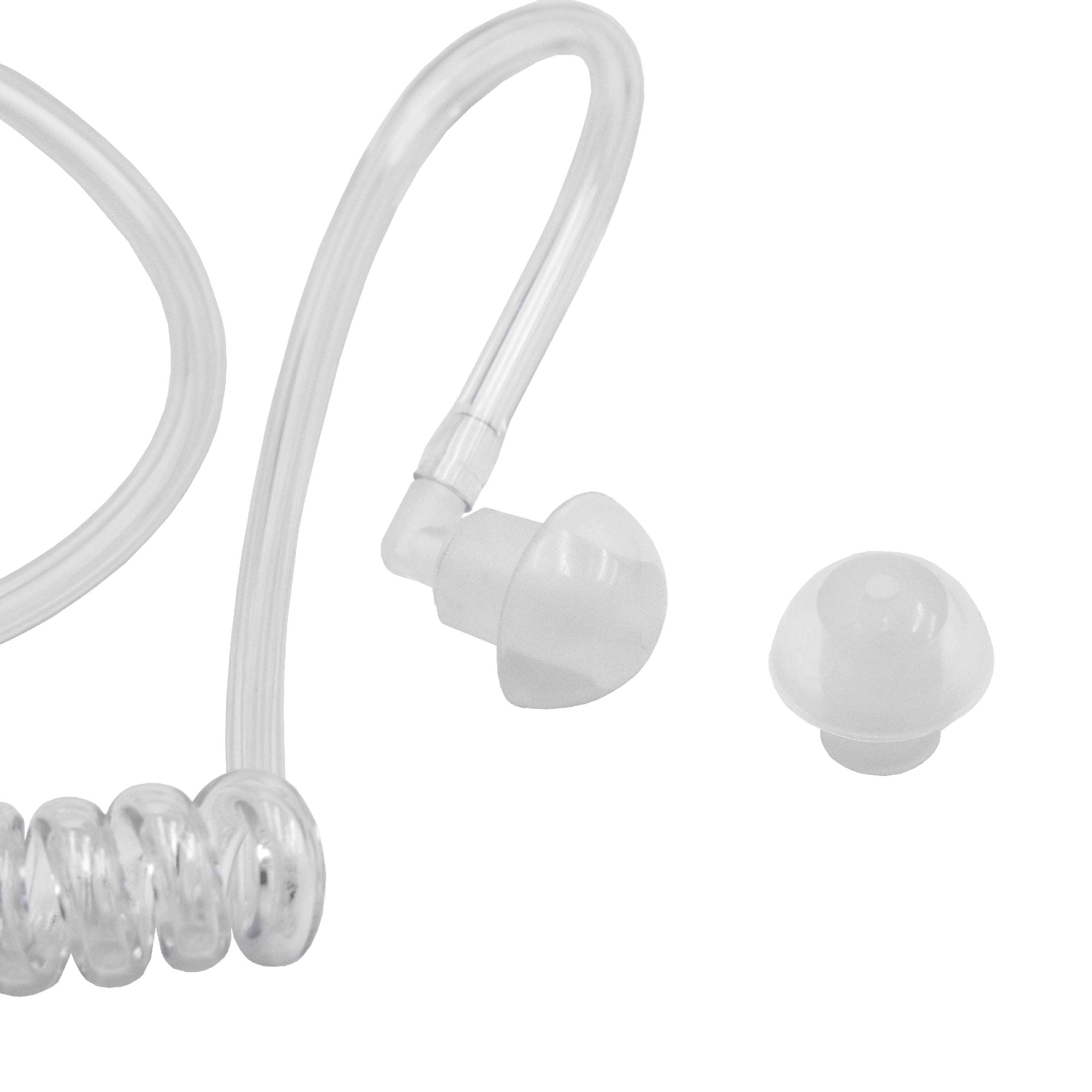 VHBW Bodyguard Headset Tube Earpiece - Compatible with Motorola FTN6707 & MDPMLN4418 Headsets, Two-Way Radio Accessory (White Transparent with Clip) - Ideal for Security, Event Staff & Professional Communication