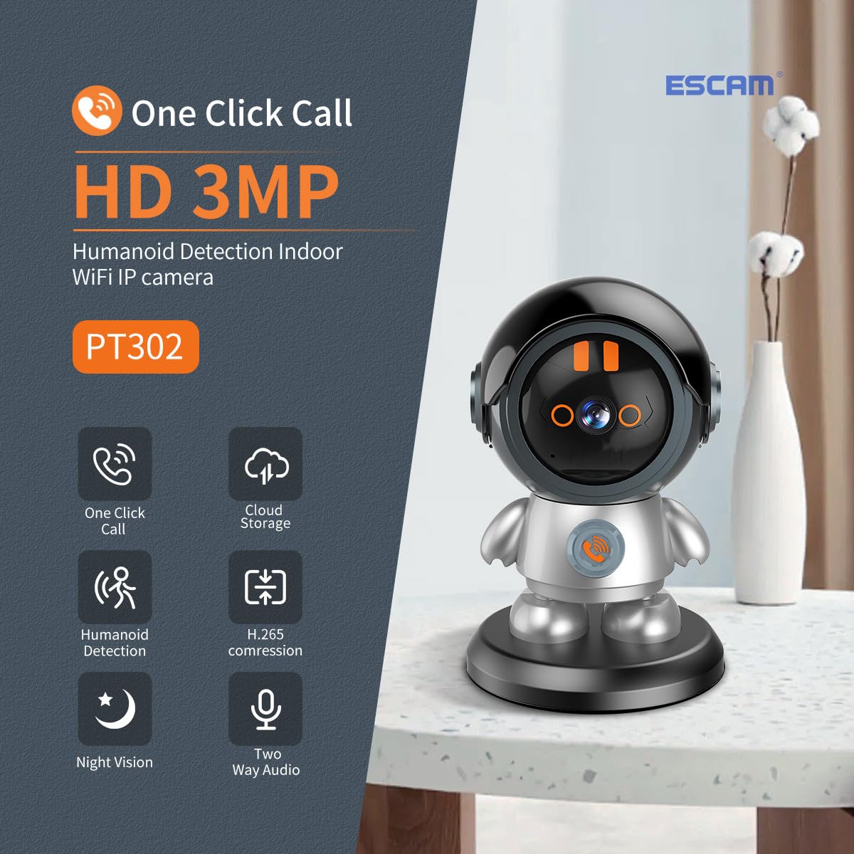 Smart WiFi Security Camera 3MP with 355° Pan & 60° Tilt - AI Human Detection, Night Vision, 2-Way Talk, Auto Tracking - Indoor/Outdoor Surveillance for Home & Business - Works with Alexa & Google Assistant