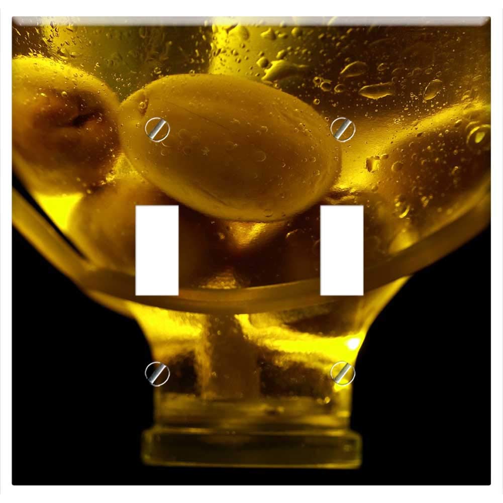 Double Toggle Switch Plate Cover - Durable Olive Oil Bottle Design in Healthy Yellow | Perfect for Kitchen, Restaurant & Home Decor