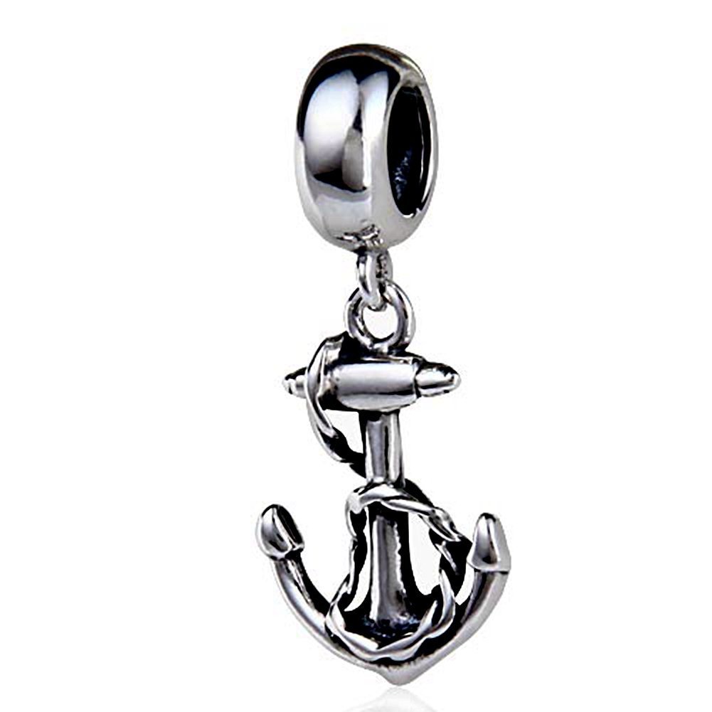 925 Sterling Silver Nautical Anchor Charm Beads for Women - Perfect for Bracelets, Necklaces & Jewelry Making - Ideal for Beach, Nautical & Ocean-Themed Accessories