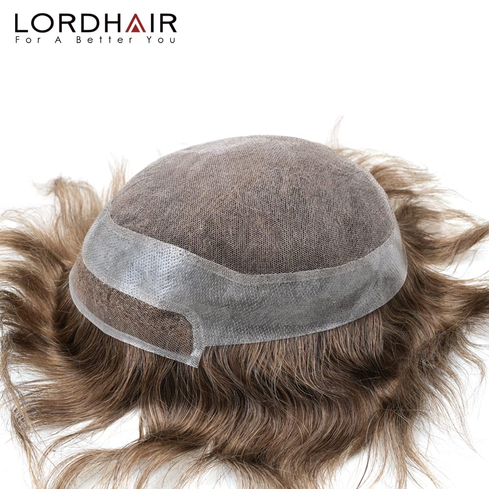 Lordhair Men's Human Hair Toupee | Natural Lace Front Hair System with Skin Perimeter Base | Multiple Sizes Available | Perfect for Daily Wear, Special Occasions & Hair Loss Solutions