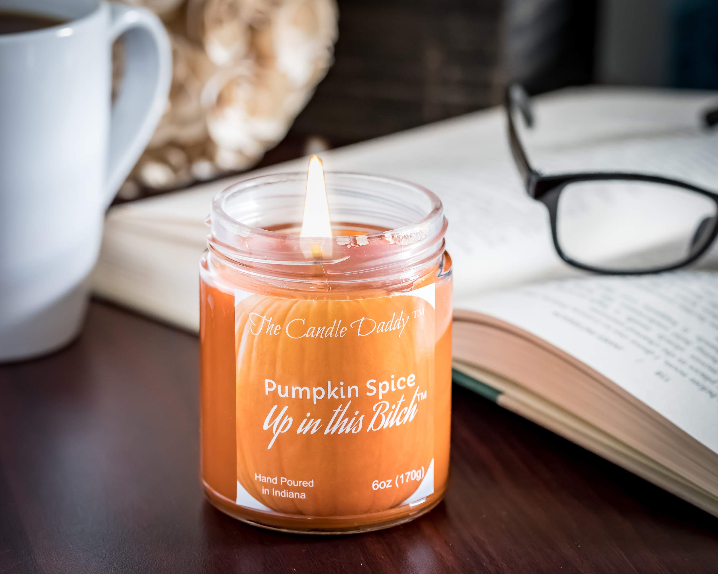 3 Pack Pumpkin Spice Scented Candles - 6 oz Jar Candles with Funny 'Up in This Bitch' Label - Perfect for Home Decor, Gifts & Fall Aromatherapy
