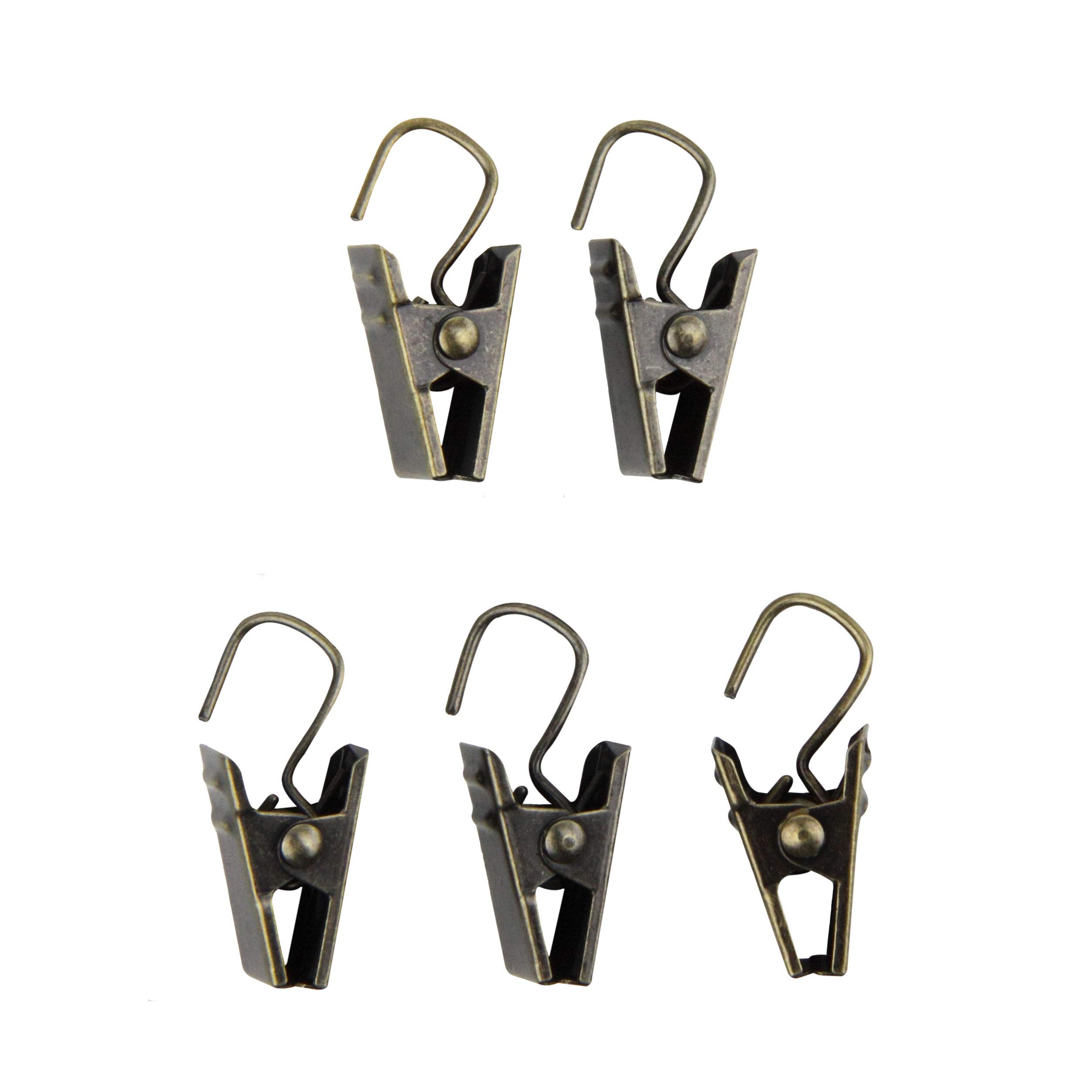 24-Pack Antique Brass Clips with Hooks - Heavy Duty Metal Fasteners for DIY Crafts, Home Organization & Office Supplies (6 Sizes)