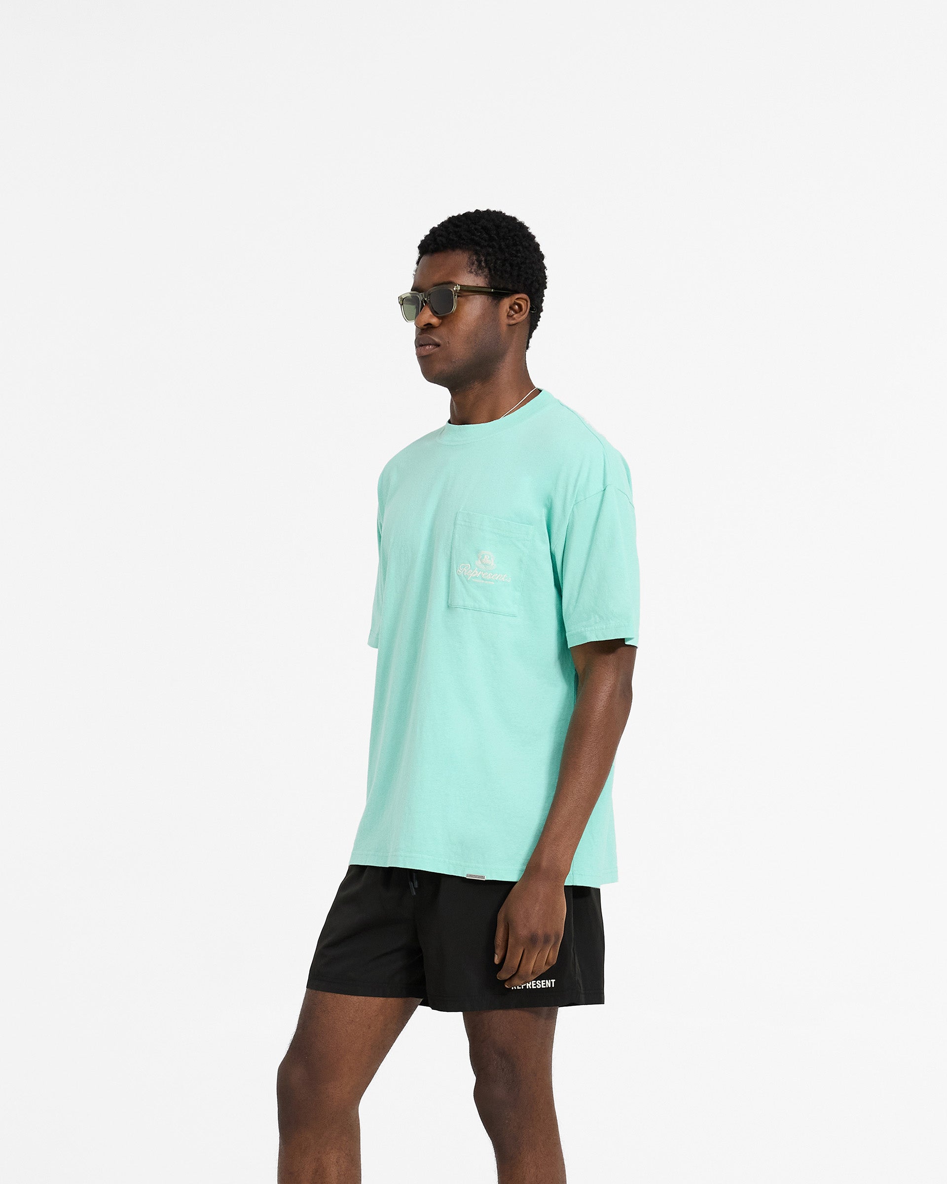Permanent Vacation Pocket T-Shirt - Electric Mint Green | Casual Wear for Travel & Everyday Comfort