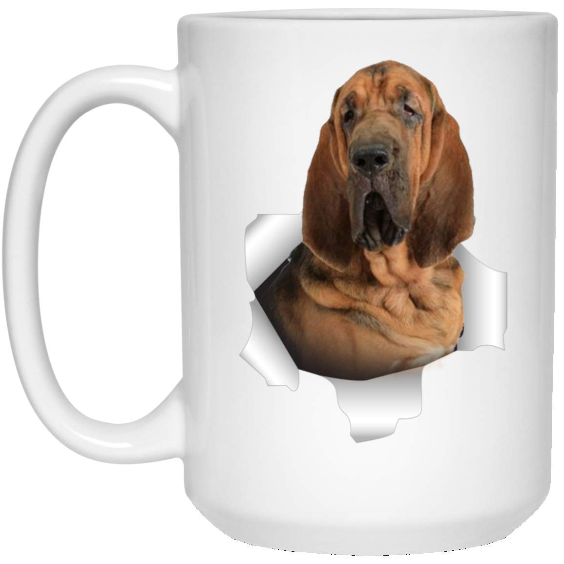 Funny Bloodhound Black Tan Coffee Mug - 15 Oz White Ceramic Mug for Dog Lovers, Perfect Gift for Dog Moms & Dads - Christmas 2024 Presents, Ideal for Coffee, Tea & Office Use
