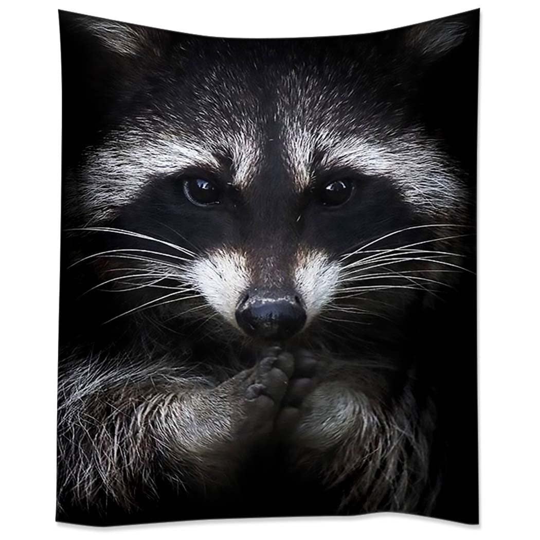 40x60 Inch Raccoon Tapestry Wall Hanging - Bohemian Animal Art Decor for Bedroom, Living Room & Dorm - Unique Wildlife Home Decor for Nature Lovers