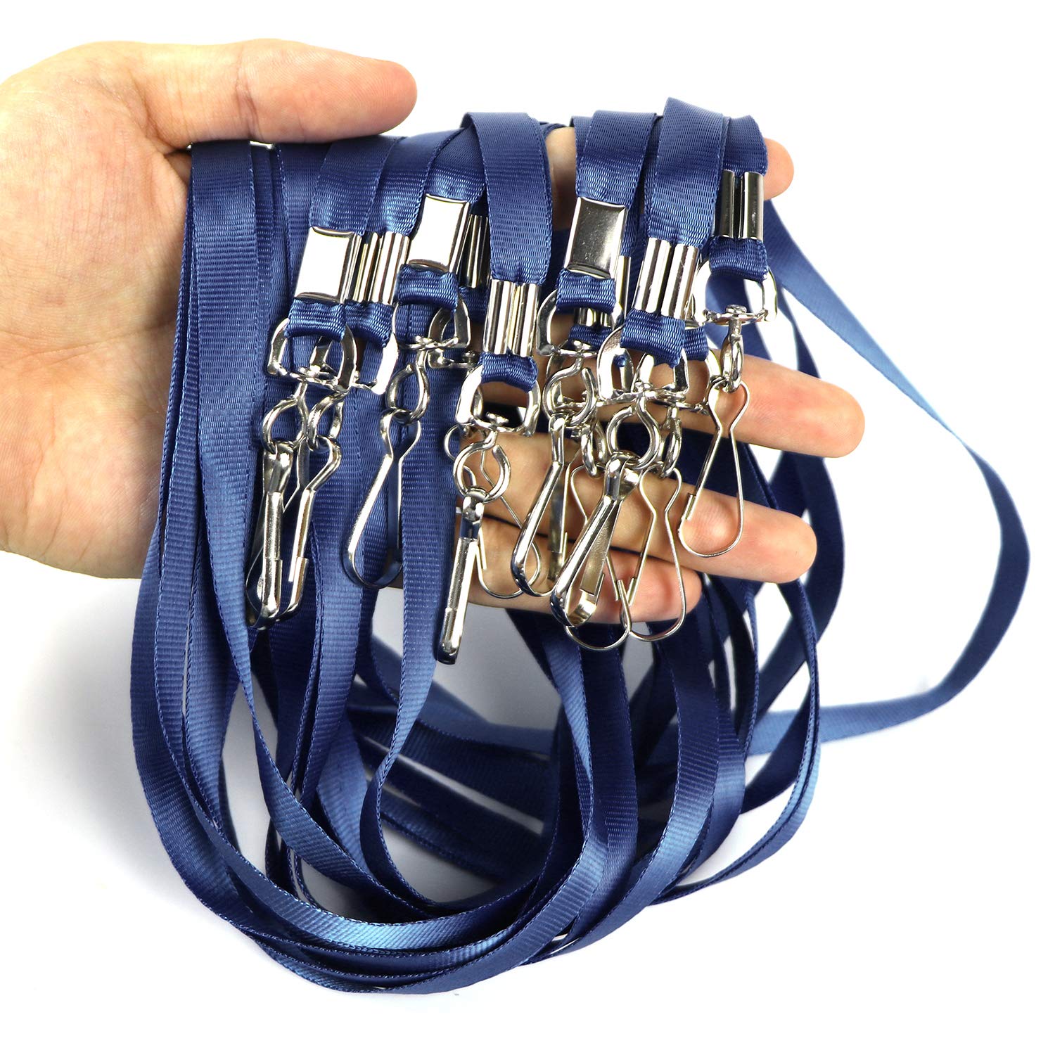 Premium Nylon Lanyards for ID Badges - 100 Pack (Navy Blue) - Ideal for Office, School & Events