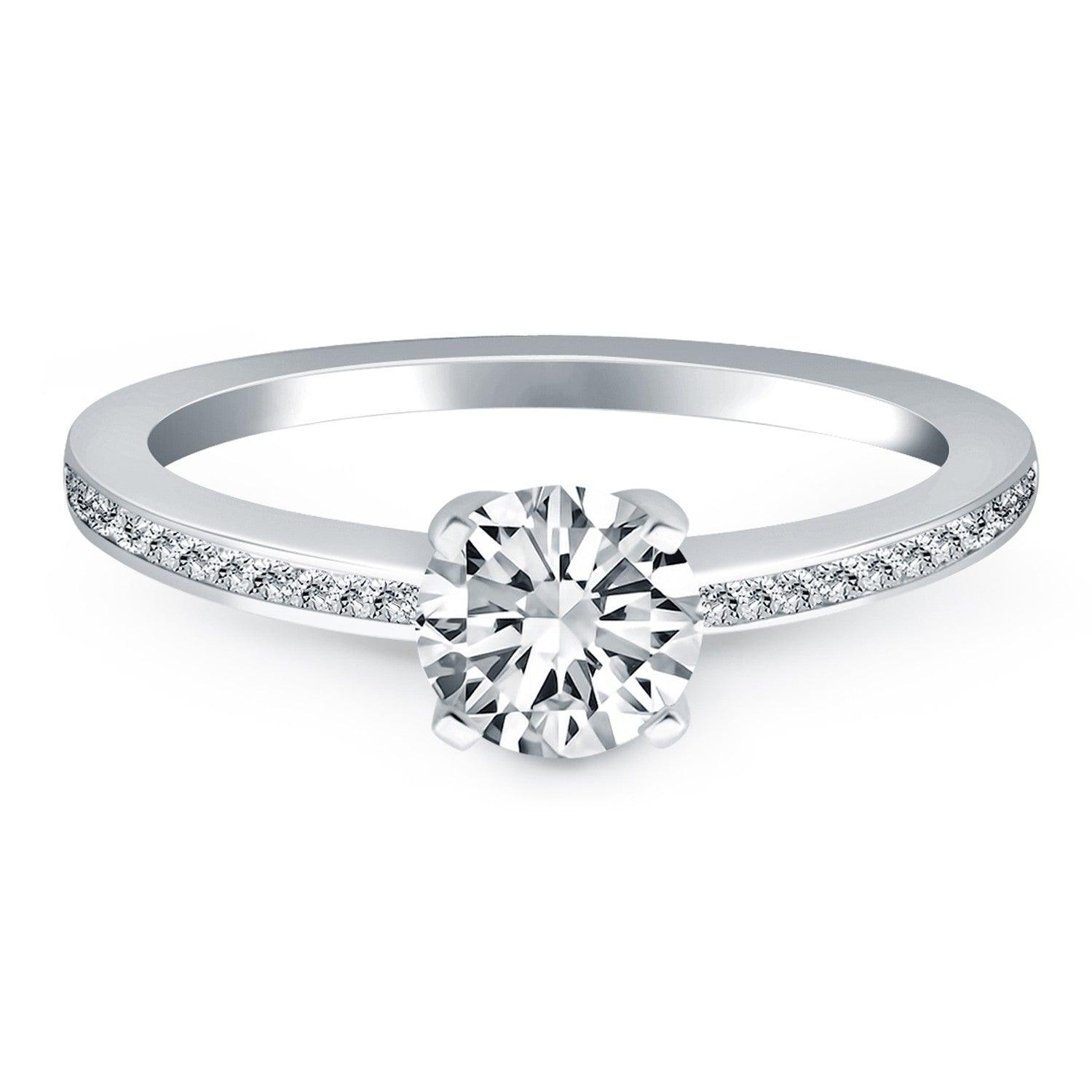 14K White Gold Classic Pave Diamond Engagement Ring for Women - Timeless Wedding Band, Anniversary Gift & Proposal Jewelry (Perfect for Bridal Sets, Valentine's Day & Special Occasions)