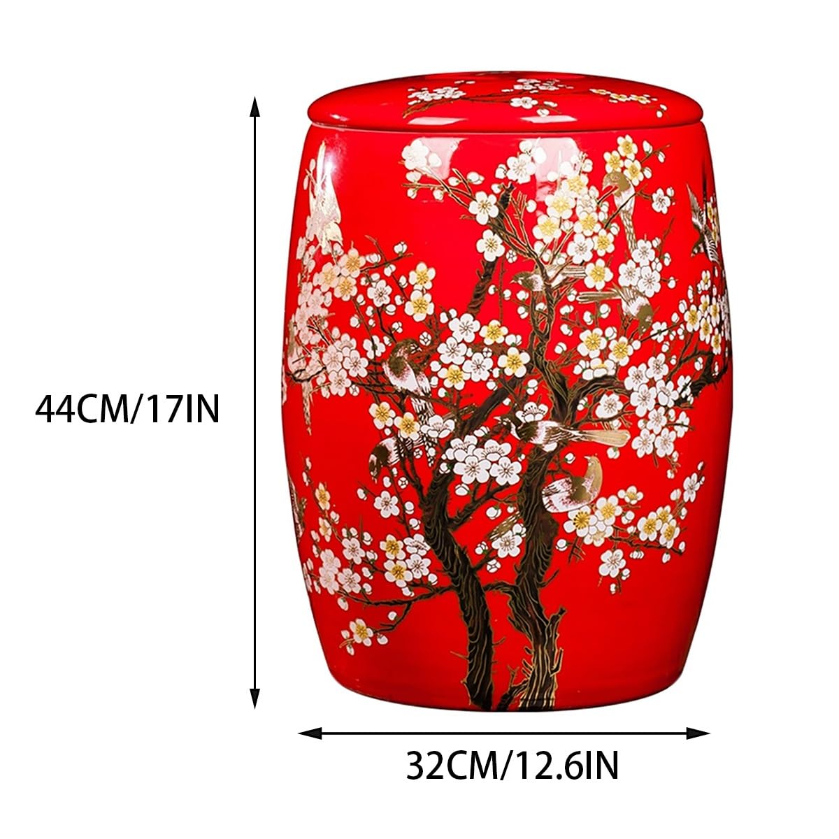 Airtight Ceramic Rice Storage Container 5KG/10KG/15KG/25KG - Large Food Dispenser with Lid for Rice, Noodles, Cereals & Snacks (Dark Red, 25KG) - Perfect for Kitchen Pantry Organization & Bulk Food Storage