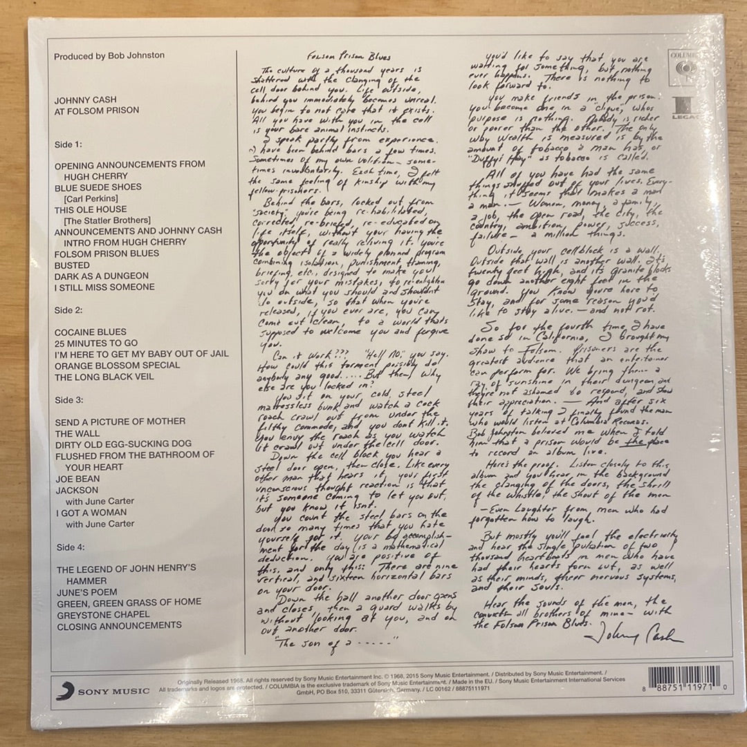 Johnny Cash At Folsom Prison Vinyl Record LP - Classic Country Music Album for Collectors & Music Lovers - Perfect for Home Listening, Gifts & Vintage Music Collections