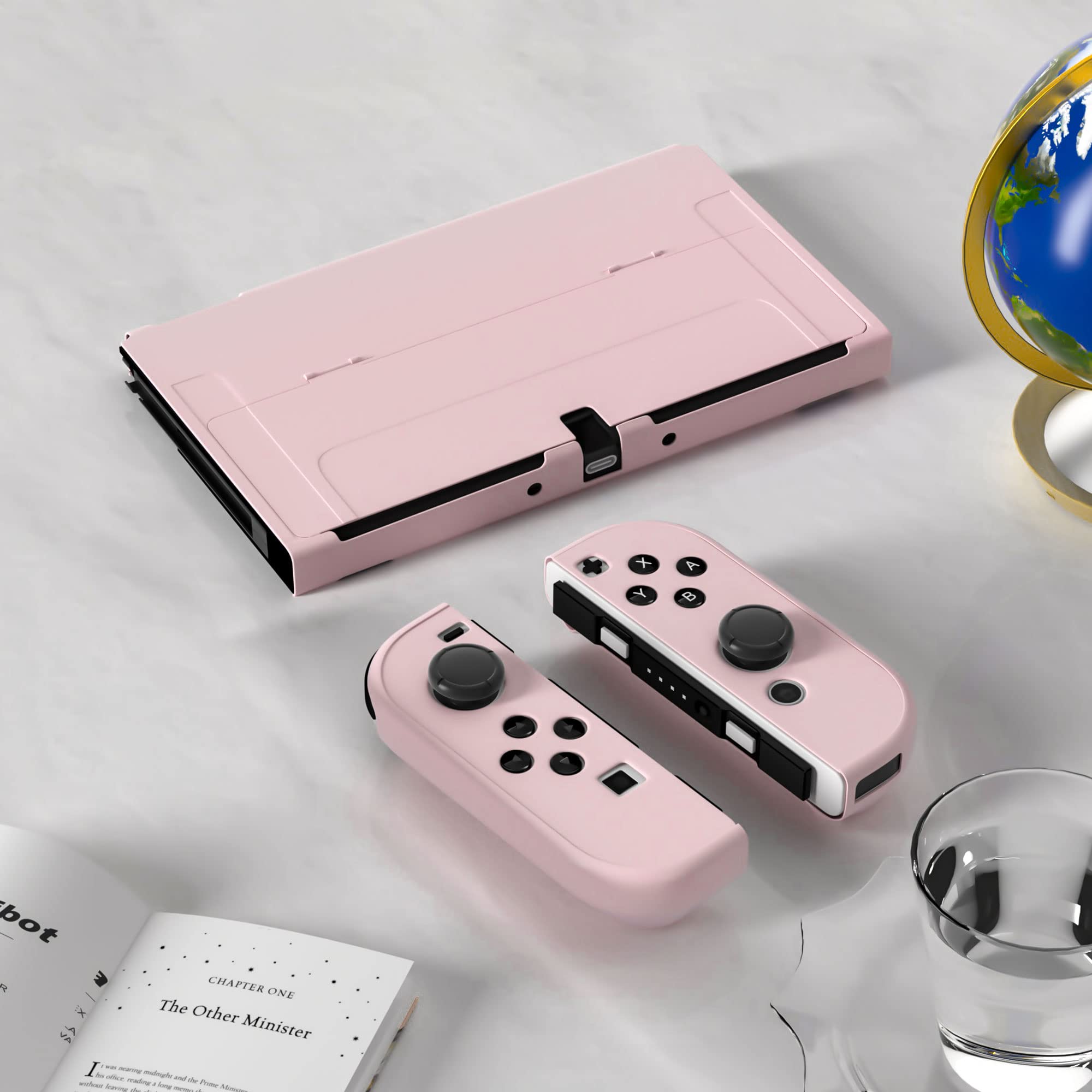 RHOTALL Protective Case Compatible with Nintendo Switch OLED - Dockable Shell for Switch OLED Console & Joy-Con Controllers, Cute Accessory with Comfortable Grip Design (Pink) - Perfect for Gaming, Travel & Home Entertainment