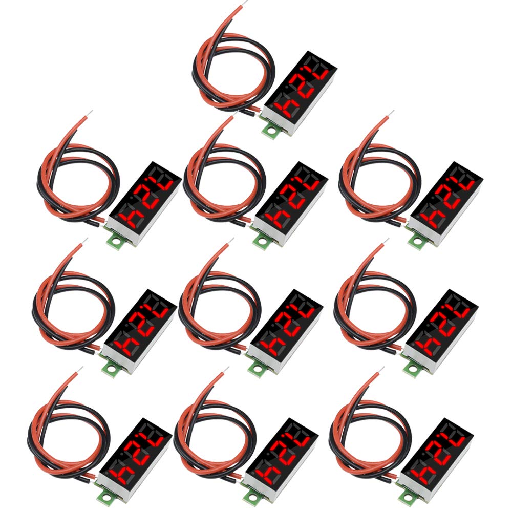 10pcs Mini Digital Voltage Meter DC 2.5-30V 0.28