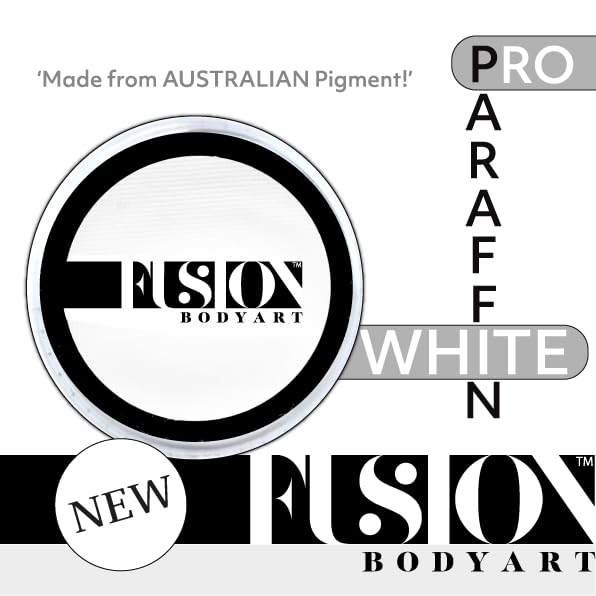 Fusion Body Art Professional Paraffin White Face Paint (32gm) - Water Activated, Hypoallergenic, Non-Toxic, Vegan & FDA Compliant | Perfect for Halloween, Cosplay, Theater & Body Art Makeup