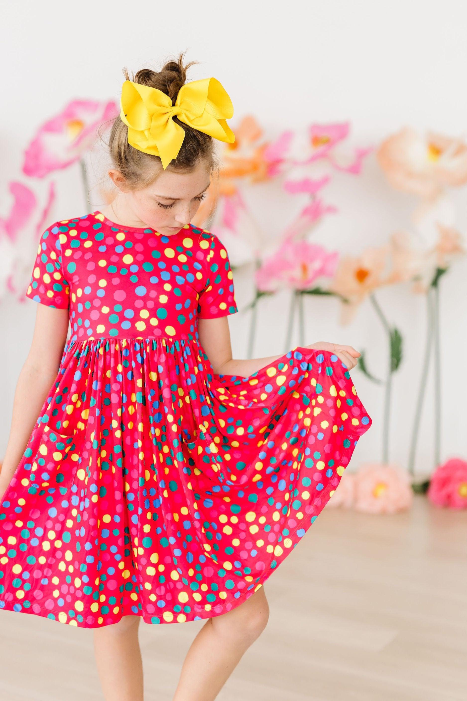 Polka Dot Summer Short Sleeve Pocket Twirl Dress for Women - Perfect for Parties, Weddings & Outdoor Events