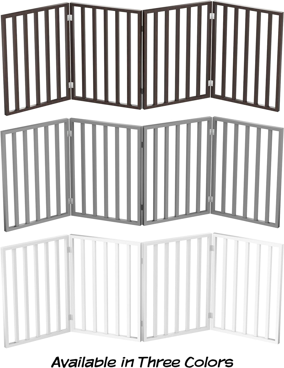 4 Panel Foldable Pet Gate for Dogs & Cats - 72x24 Inch Freestanding Indoor Dog Fence for Stairs, Hallways, Doorways - Retractable Wooden Gate (White) - Perfect for Home Safety & Pet Containment