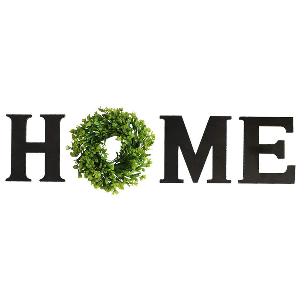 Baoblaze Love Wood Home Sign Decor - Farmhouse Style Wooden Letters with Artificial Eucalyptus Wreath - Wall Hanging Decor for Living Room, Entryway - Perfect Housewarming Gift (Black) - Ideal for Rustic Home Decor, Wedding Decorations & Cozy Interior Design
