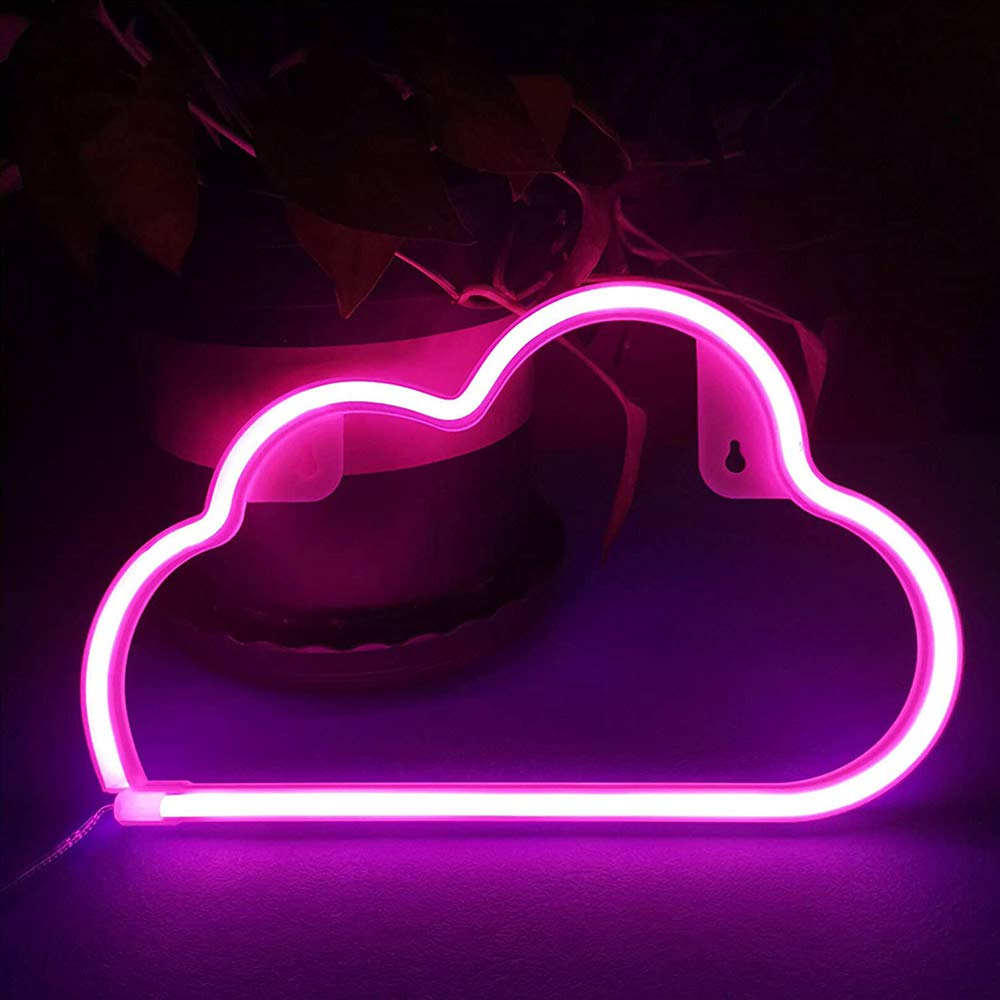 YouOKLight Neon Cloud Sign - Battery/USB Powered LED Wall Light for Bedroom, Kids Room, Living Room Decor | Perfect for Parties, Christmas & Wedding Decorations (Pink)