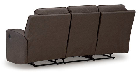 Lavenhorne Umber Reclining Sofa - 3-Seater Leather Living Room Couch with Adjustable Backrest & Footrest - Perfect for Home Theater, Family Room, and Lounge Relaxation