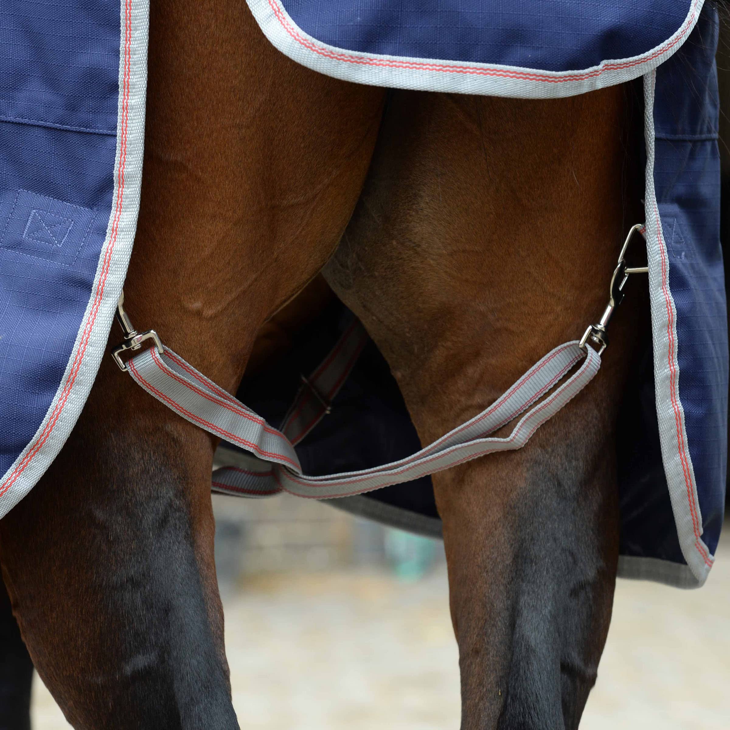 WeatherBeeta ComFiTec Essential Standard Neck Lite Horse Blanket - Navy/Silver/Red - 54 Inch - Waterproof & Breathable - Ideal for Turnout & Stable Use