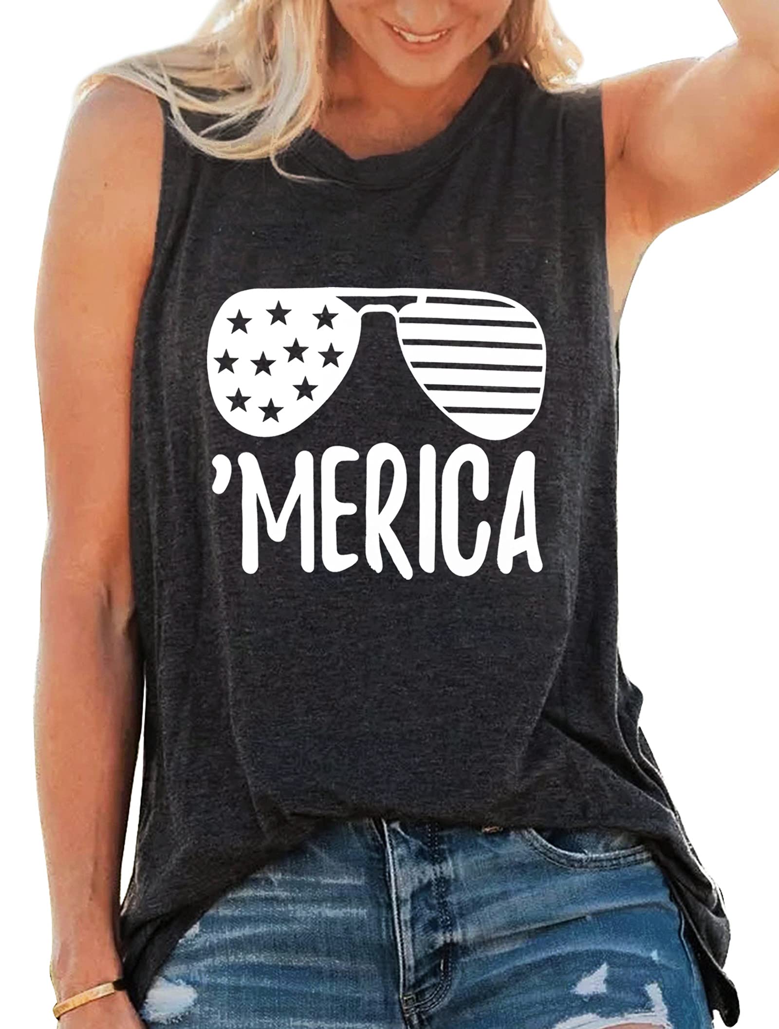 American Flag Tank Tops for Women - Patriotic Sleeveless Graphic Tees - 4th of July Shirts & Casual Summer Tops | Perfect for Independence Day, Beach Outings & BBQ Parties