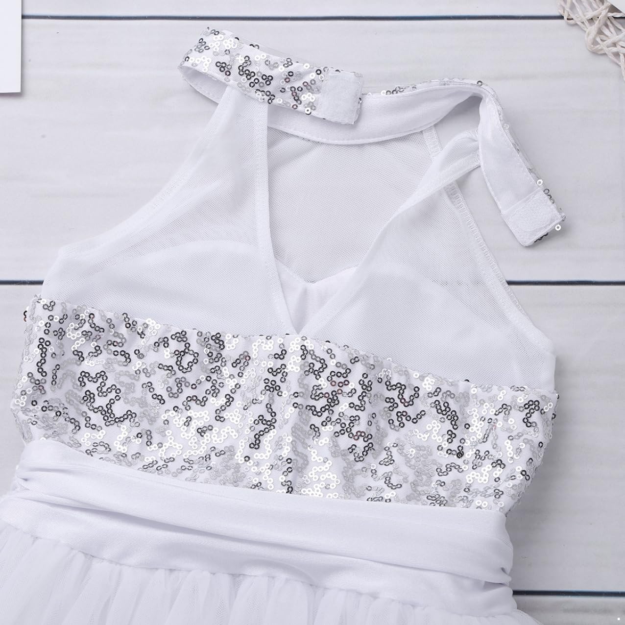 Sparkly Girls Halter Sequins Ballet Dance Tutu Dress - Kids Sleeveless Lyrical Modern Dance Costume for Recitals, Performances & Dress Up Play