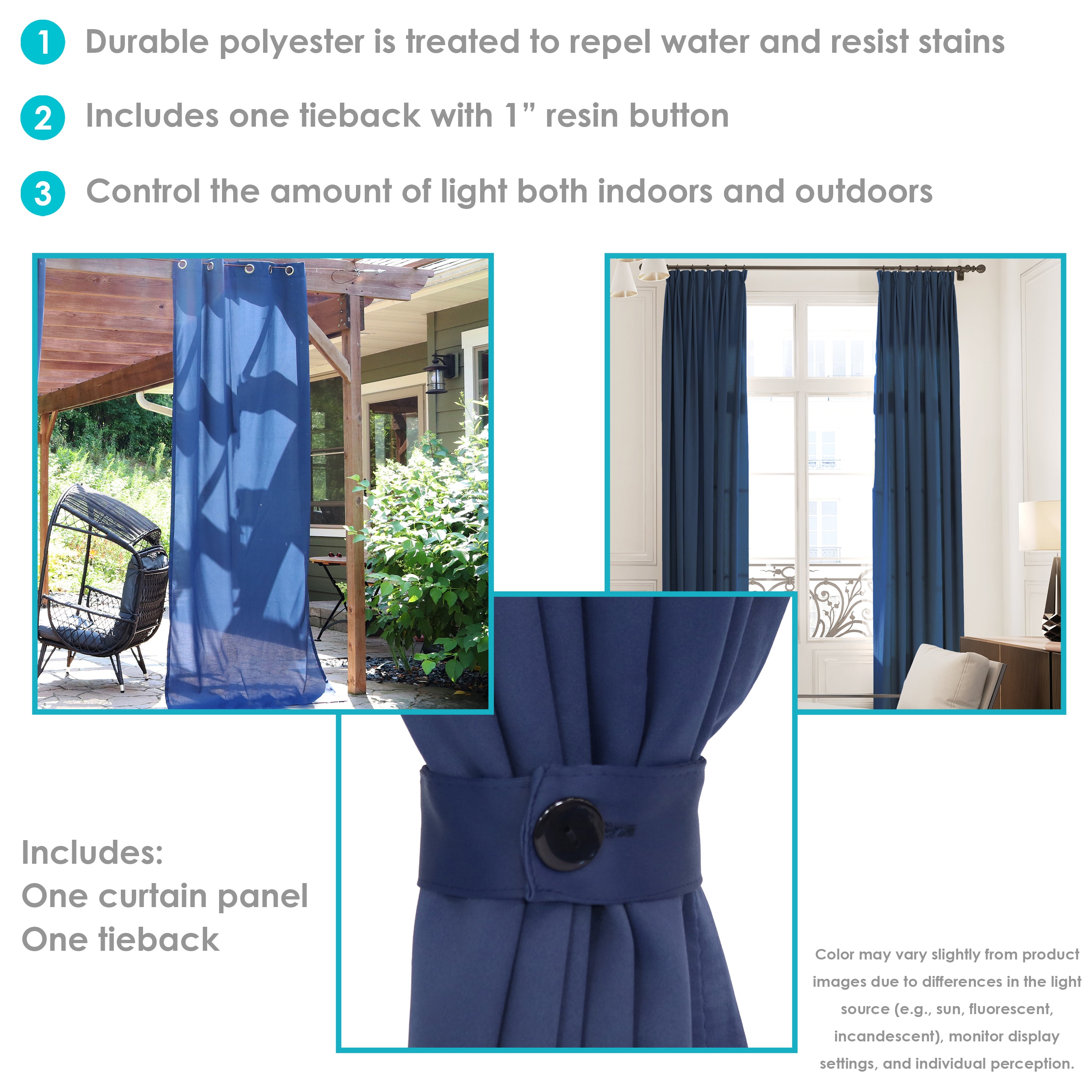 Stylish Sunnydaze Outdoor Curtain Panels for Patio, Deck & Porch - Water-Resistant & UV-Protected Contemporary Design