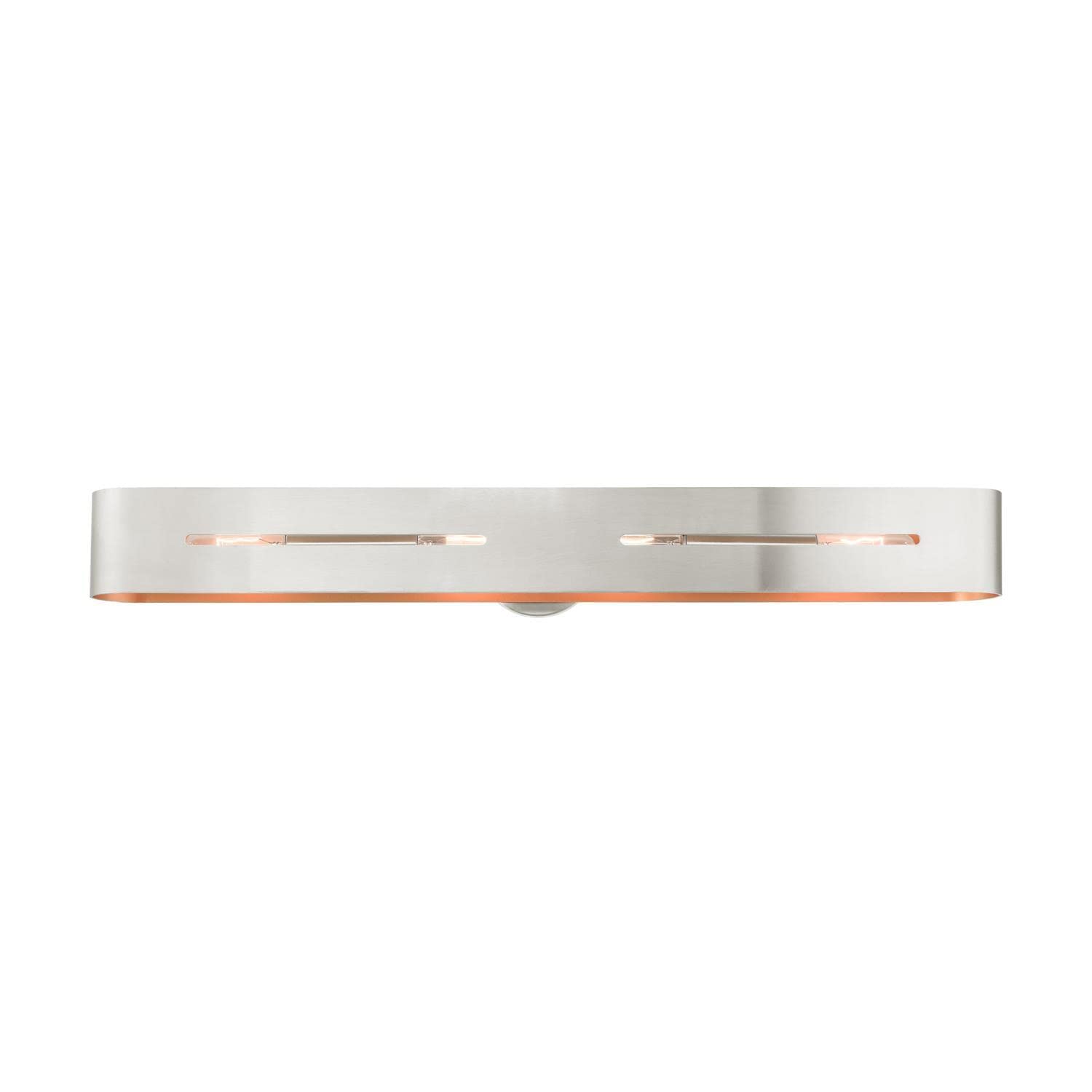 Livex Lighting Ravena 4-Light Wall Sconce in Brushed Nickel with Gold Interior - Perfect for Bedroom, Hallway & Living Room Wall Decor