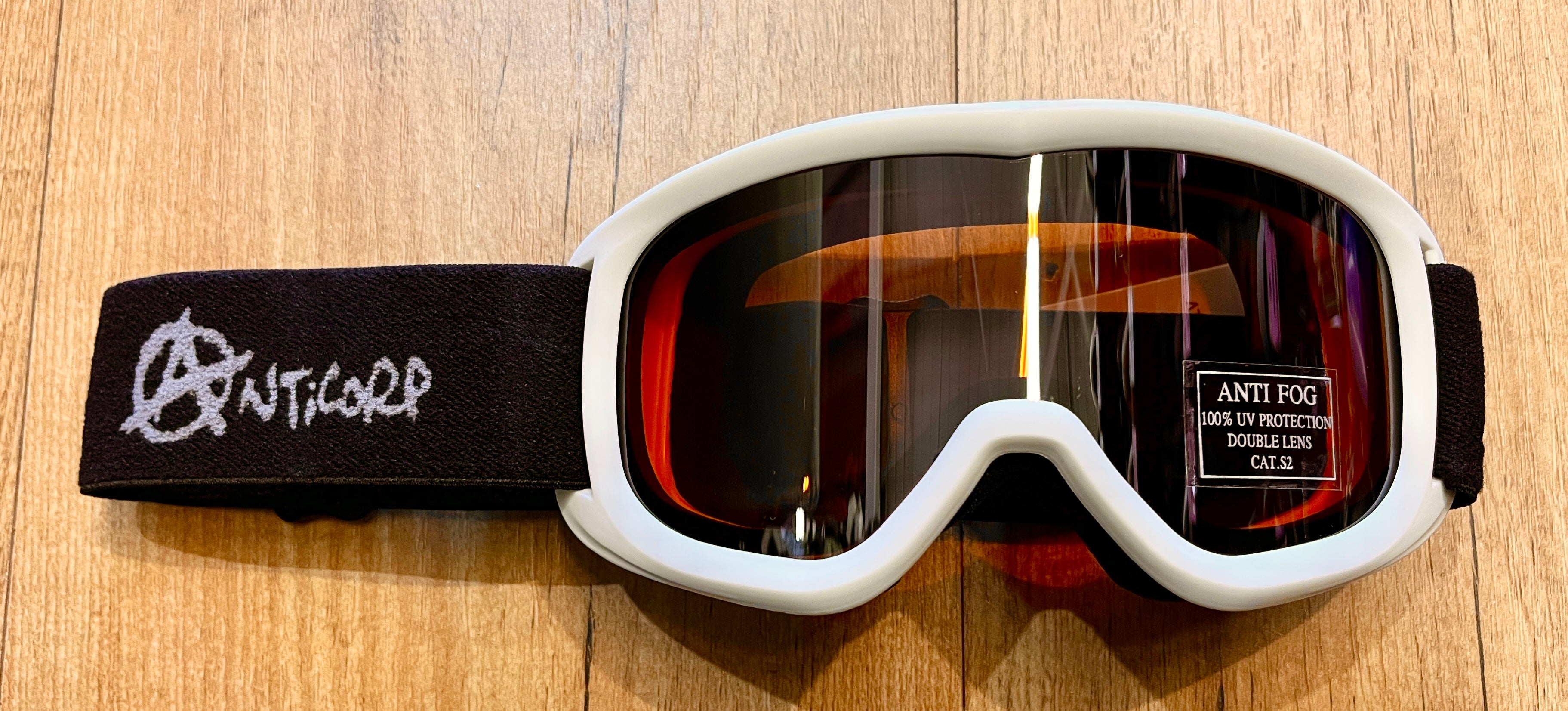 Anticorp Kids Goggles - White with Silver Amber Lens for Swimming, Snorkeling, and Outdoor Water Activities