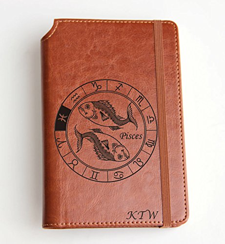 Pisces Zodiac Journal - Laser Engraved Thermo Leather Bound Notebook - Perfect Birthday Gift for Astrology Lovers - Ideal for Journaling, Note Taking & Gift Giving