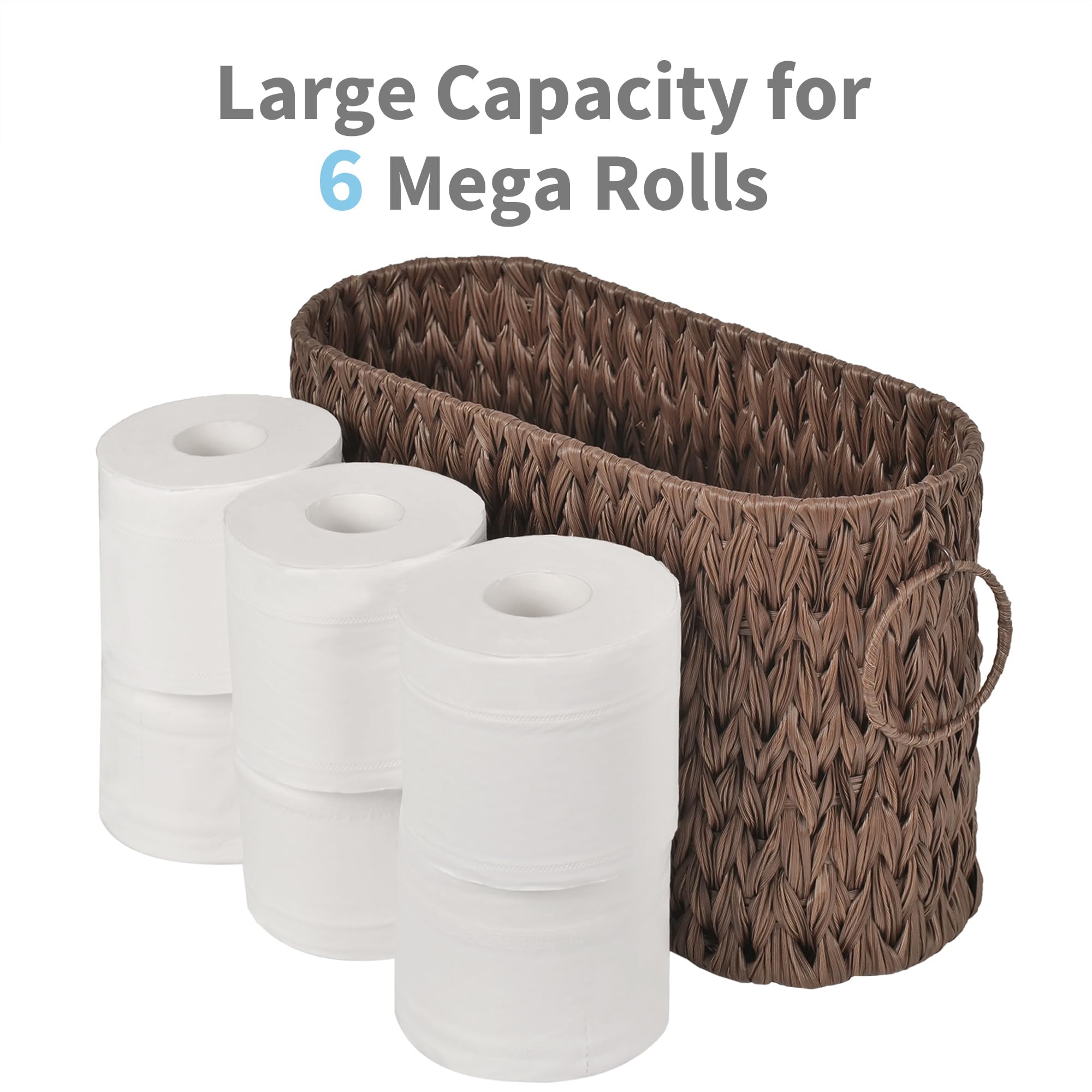 GRANNY SAYS Waterproof Toilet Paper Storage Basket - Holds 6 Mega Rolls, Bathroom Organizer for Toilet Paper Holder & Storage, Brown - Perfect for Bathroom, RV, Camper & Small Space Organization