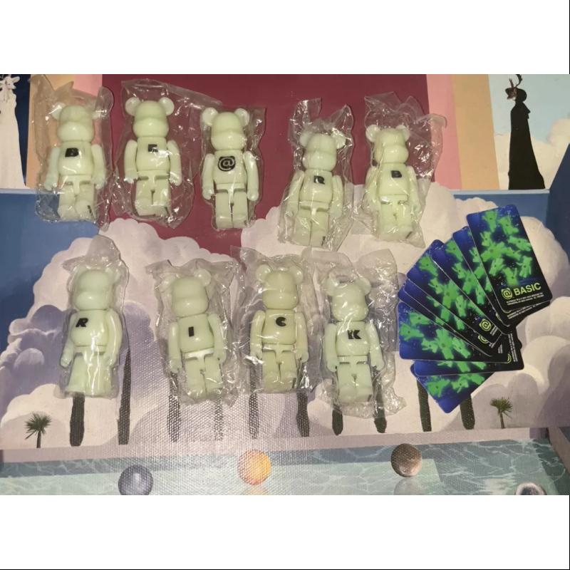 Medicom Be@rbrick Series 44 BASIC SET - 9-Piece Glow in The Dark Collectible Figures | Perfect for Home Display, Office Decor & Gift Giving