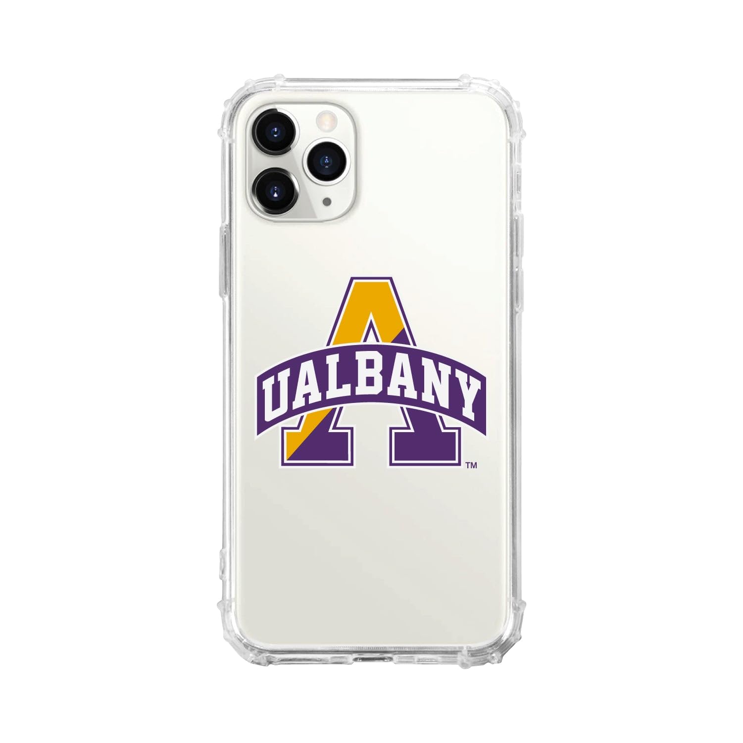 OTM Essentials Rugged Phone Case for iPhone 13 Pro Max - Shockproof Protective Cover with Reinforced Edges | Classic White Design | Perfect for University at Albany Students & Outdoor Activities