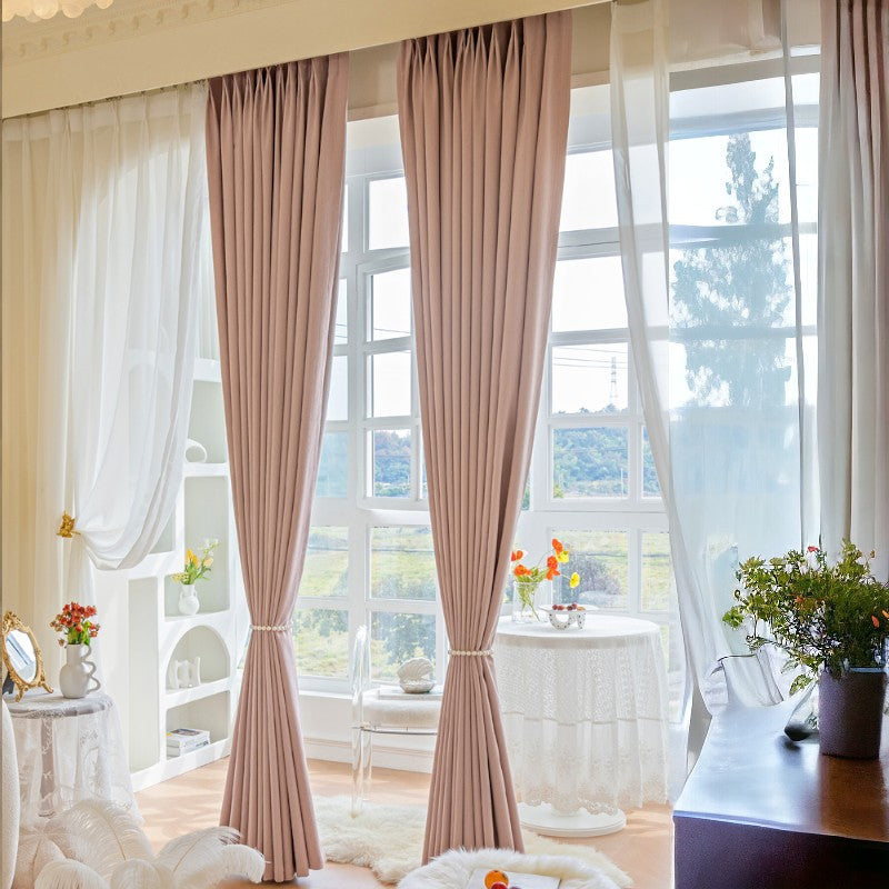 Skyla Pink Textured Blackout Thermal Custom Curtains - Energy Efficient Room Darkening Window Treatments for Bedroom & Living Room