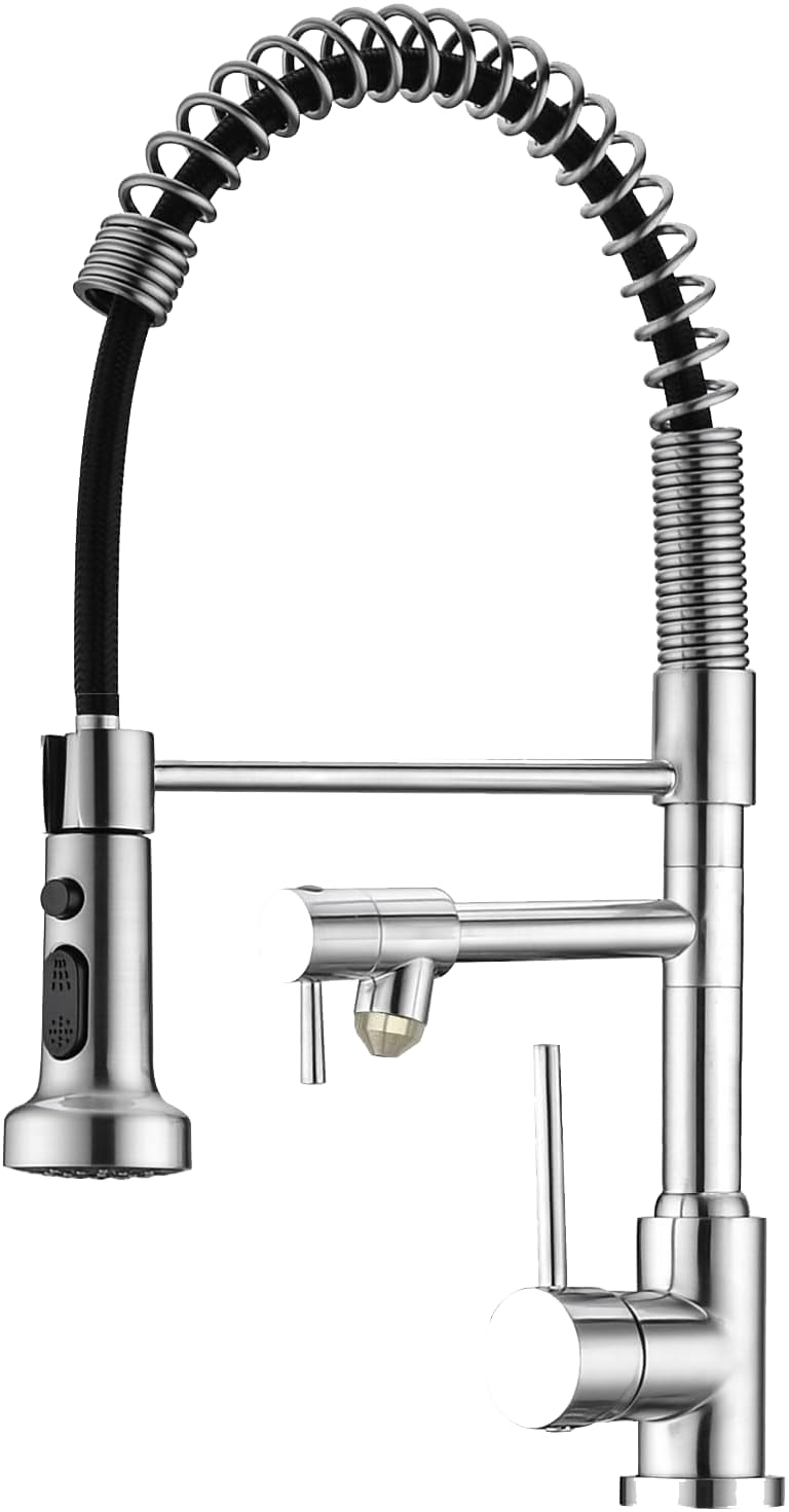 3-Way Kitchen Faucet with Built-In Water Filter - Brushed Nickel Drinking Water Faucet for Sink | Perfect for Clean Drinking Water & Modern Kitchen Upgrades