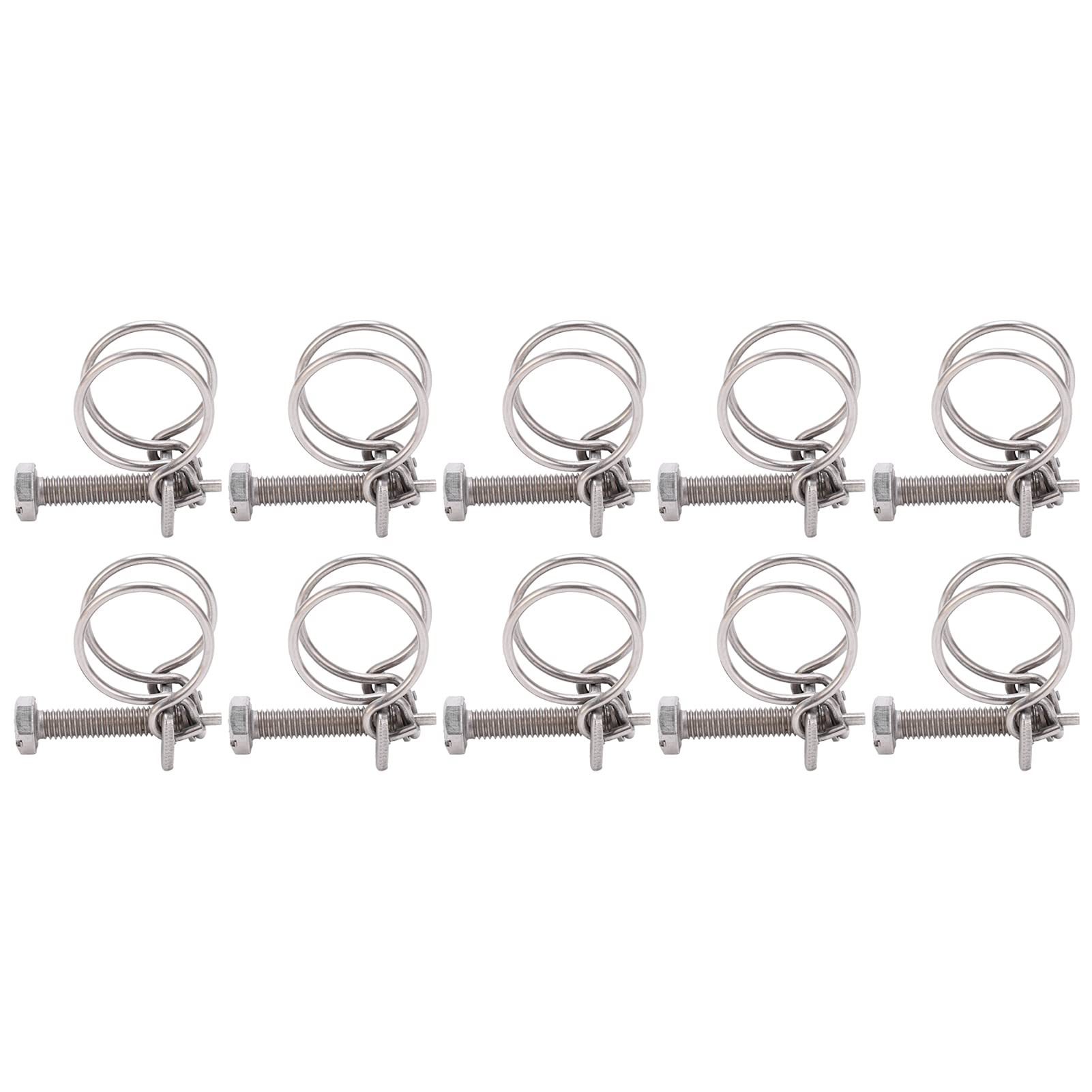 10Pcs Double Wire Hose Clamps - Heavy Duty Water Pipe Clamps for Chemical Industry, Flexible & Secure Hose Clips for Industrial, Plumbing, and Automotive Applications