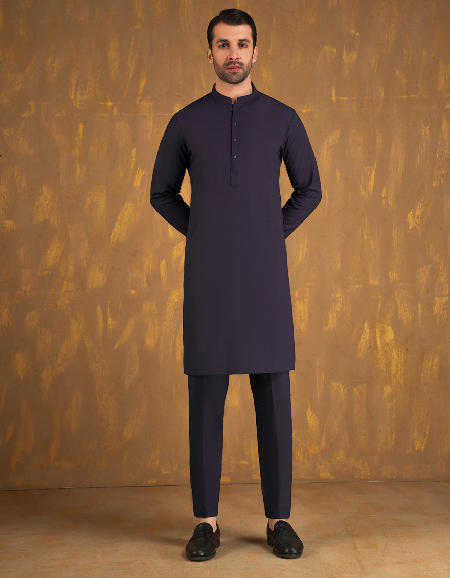 Premium Blended Indigo Unstitched Suit by J. Junaid Jamshed - Elegant Pakistani Formal Wear for Weddings & Special Occasions
