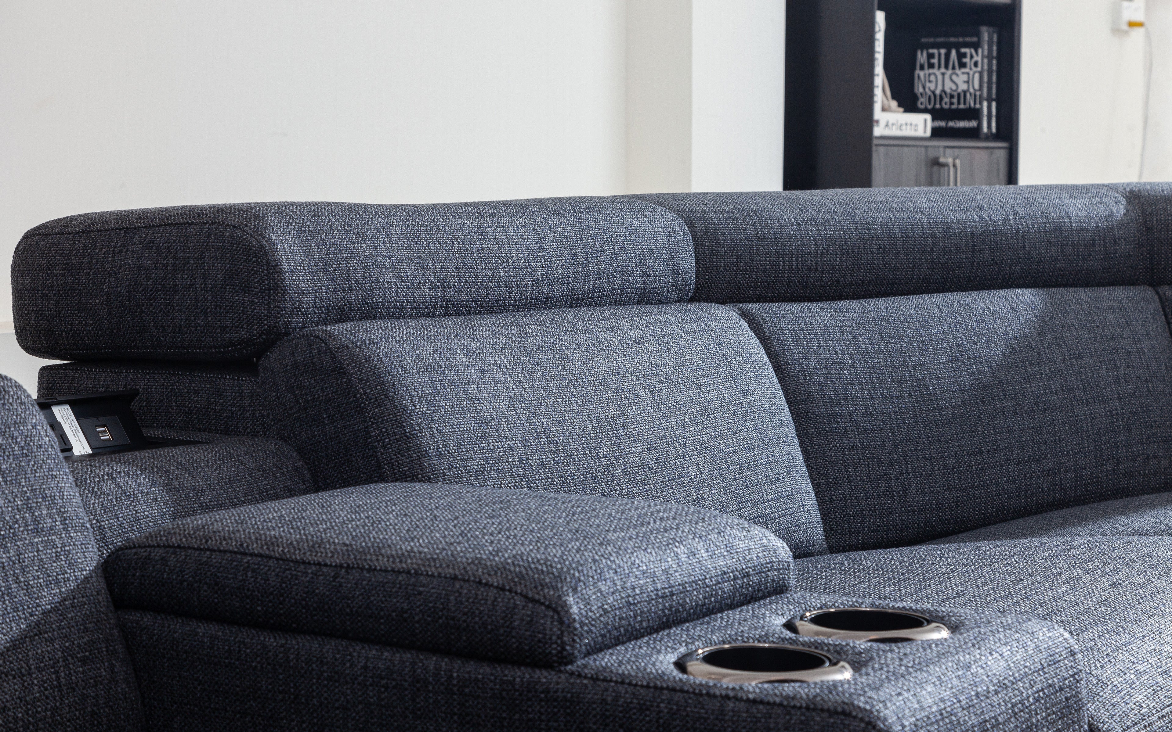 Hogan Modern Reclining Sectional Sofa - 3-Piece L-Shaped Couch with Adjustable Headrests & Cup Holders - Perfect for Living Room, Home Theater, and Family Gatherings