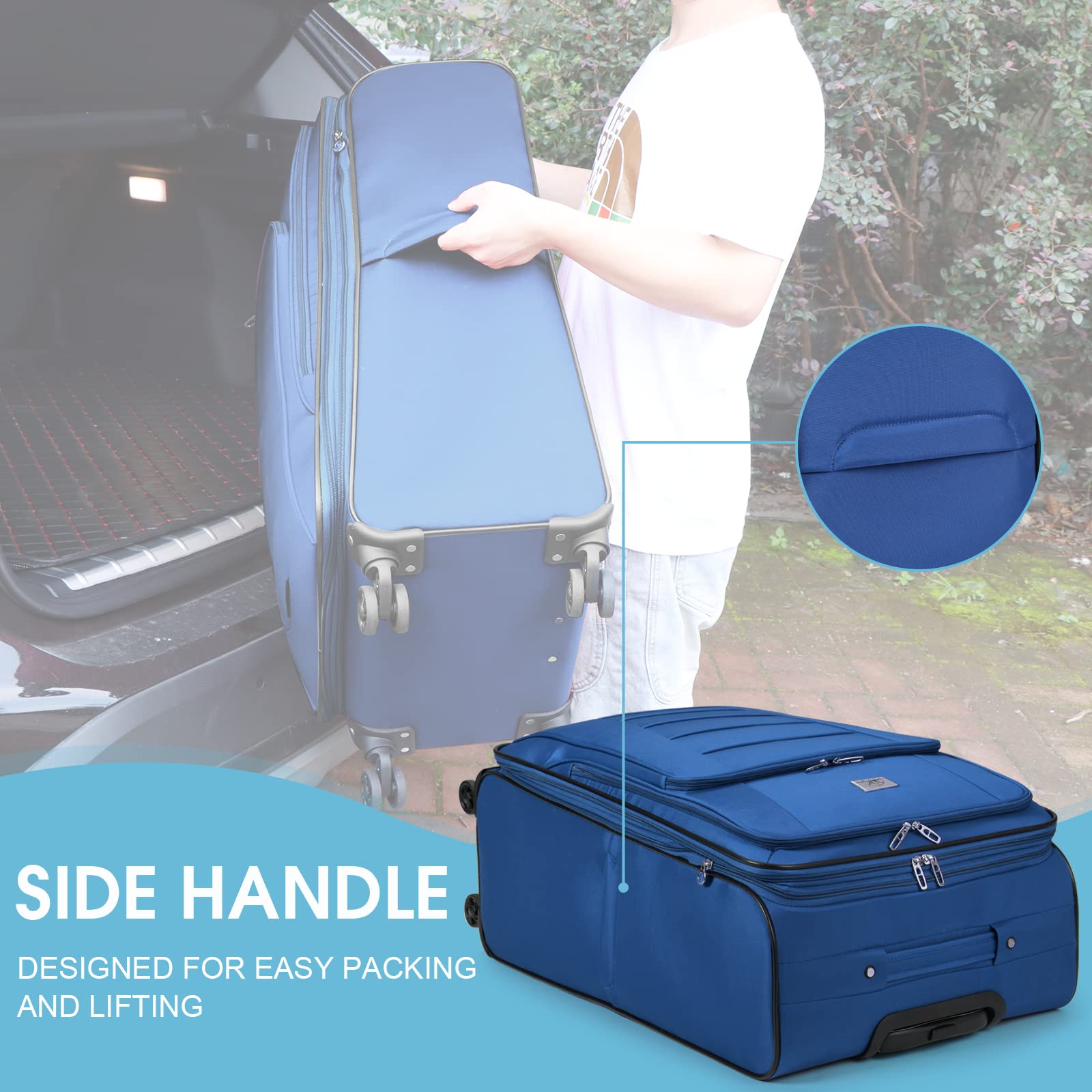 Verdi 24 Inch Lightweight Expandable Spinner Luggage - Softside Medium Suitcase with 8-Wheel Spinners for Travel, Business Trips & Weekend Getaways