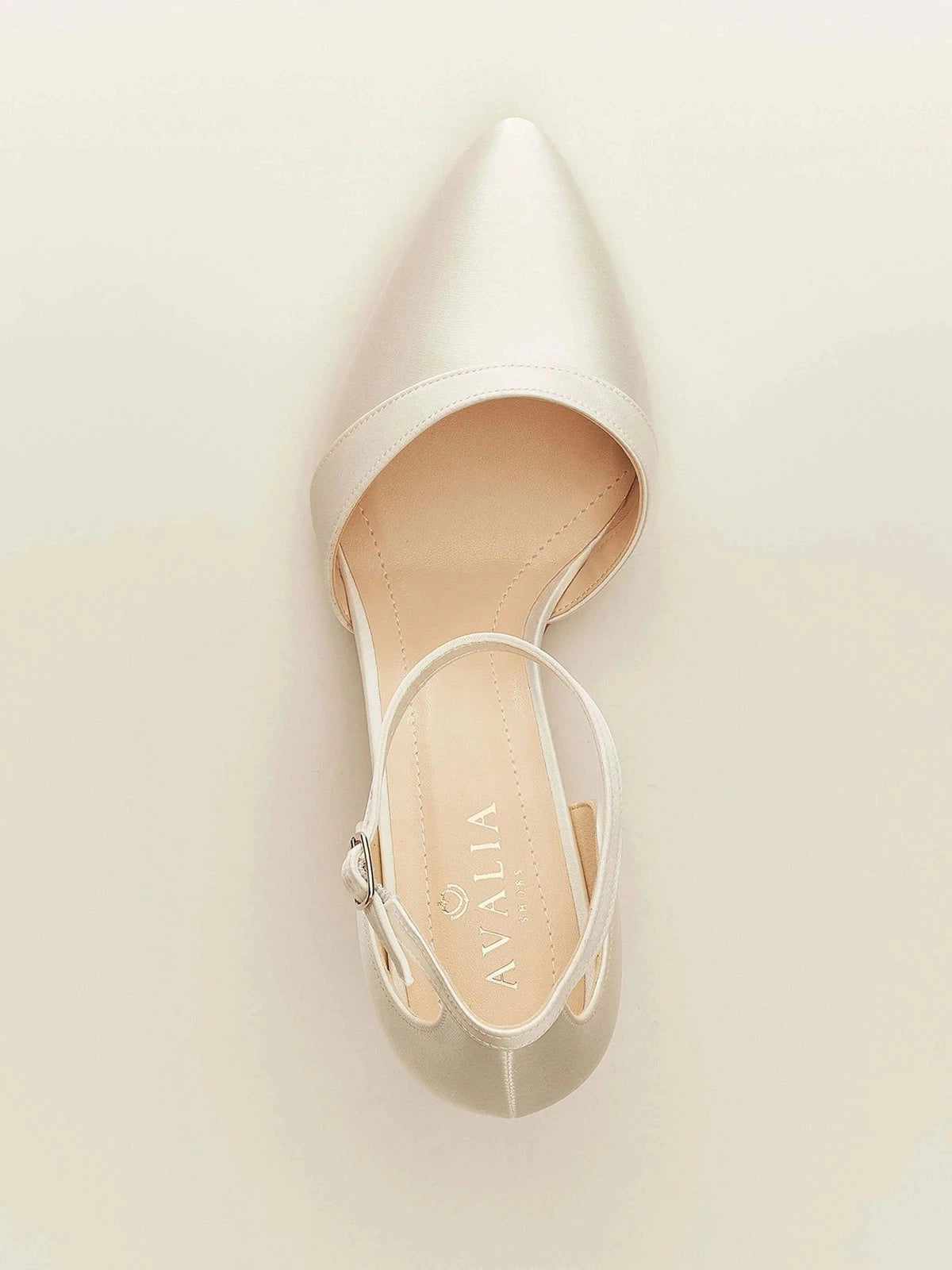 Low Heel Wedding Shoes for Bride - Ivory Satin Bridal Heels with Comfortable Cushion - MIRA - Perfect for Church Ceremony, Outdoor Wedding & Reception Party