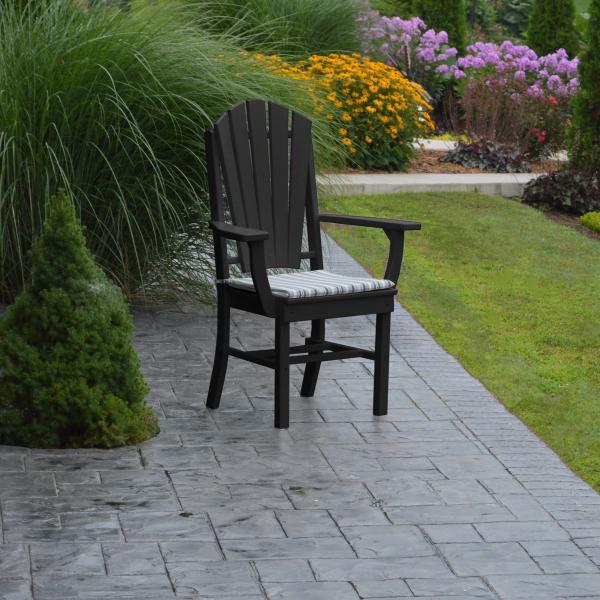 Adirondack Dining Chair with Arms - Rustic Outdoor Wooden Patio Furniture for Backyard, Garden, and Deck Dining