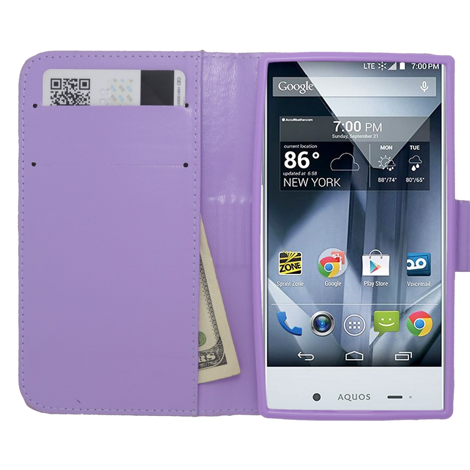Sharp Aquos Crystal Leather Pouch Case - Purple for Eagle Cell Phones | Protective Cover for Daily Use