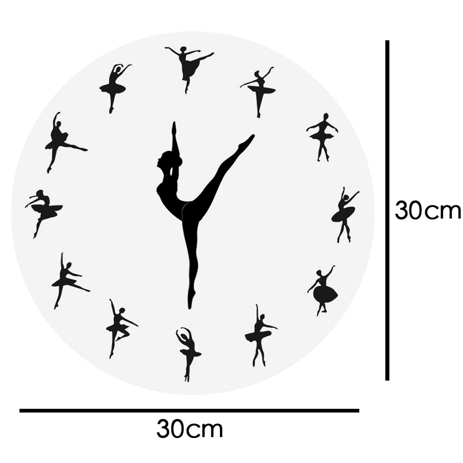 Elegant Ballerina Wall Clock - Modern Ballet Dancer Needle Hand Wall Watch for Baby Girl Nursery Decor | Perfect for Kids' Rooms, Dance Studios & Ballet Themed Decorations