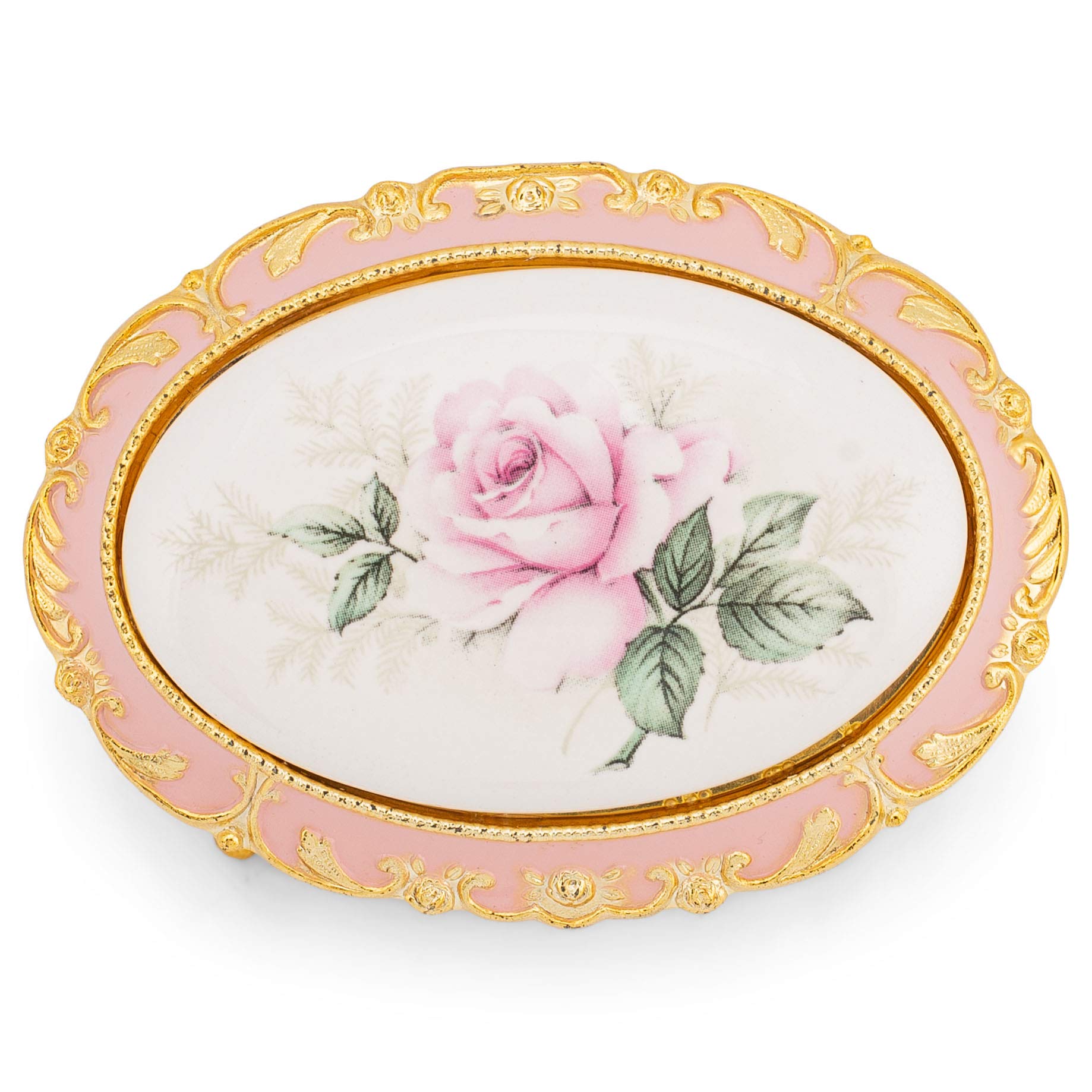 Elegant Oval Rose Music Box with Jewelry Storage - Plays 'Ode to Joy' - Perfect for Romantic Gifts, Wedding Favors & Home Decor