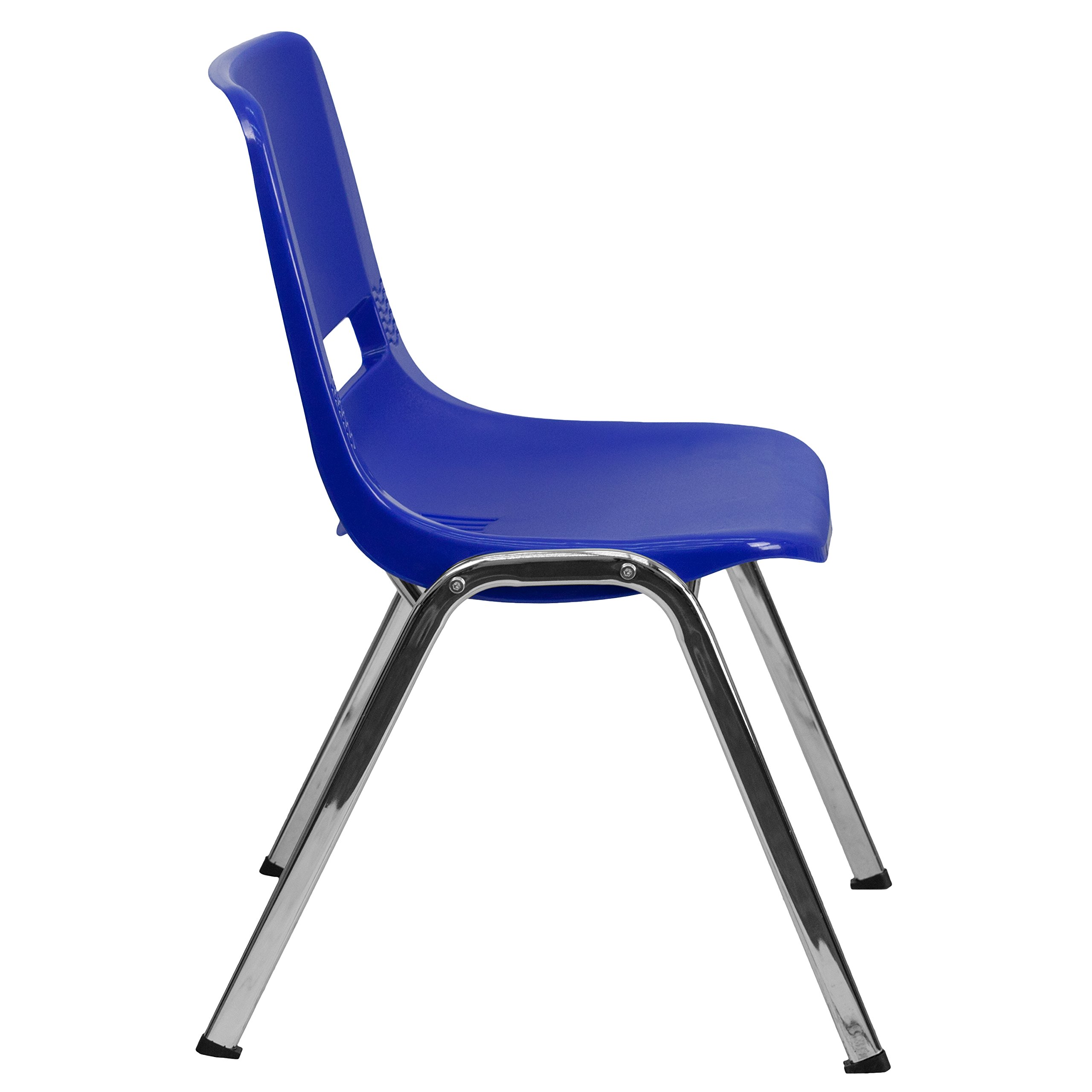 EMMA + OLIVER Navy Blue Ergonomic Stackable Chair with Chrome Metal Frame & 18