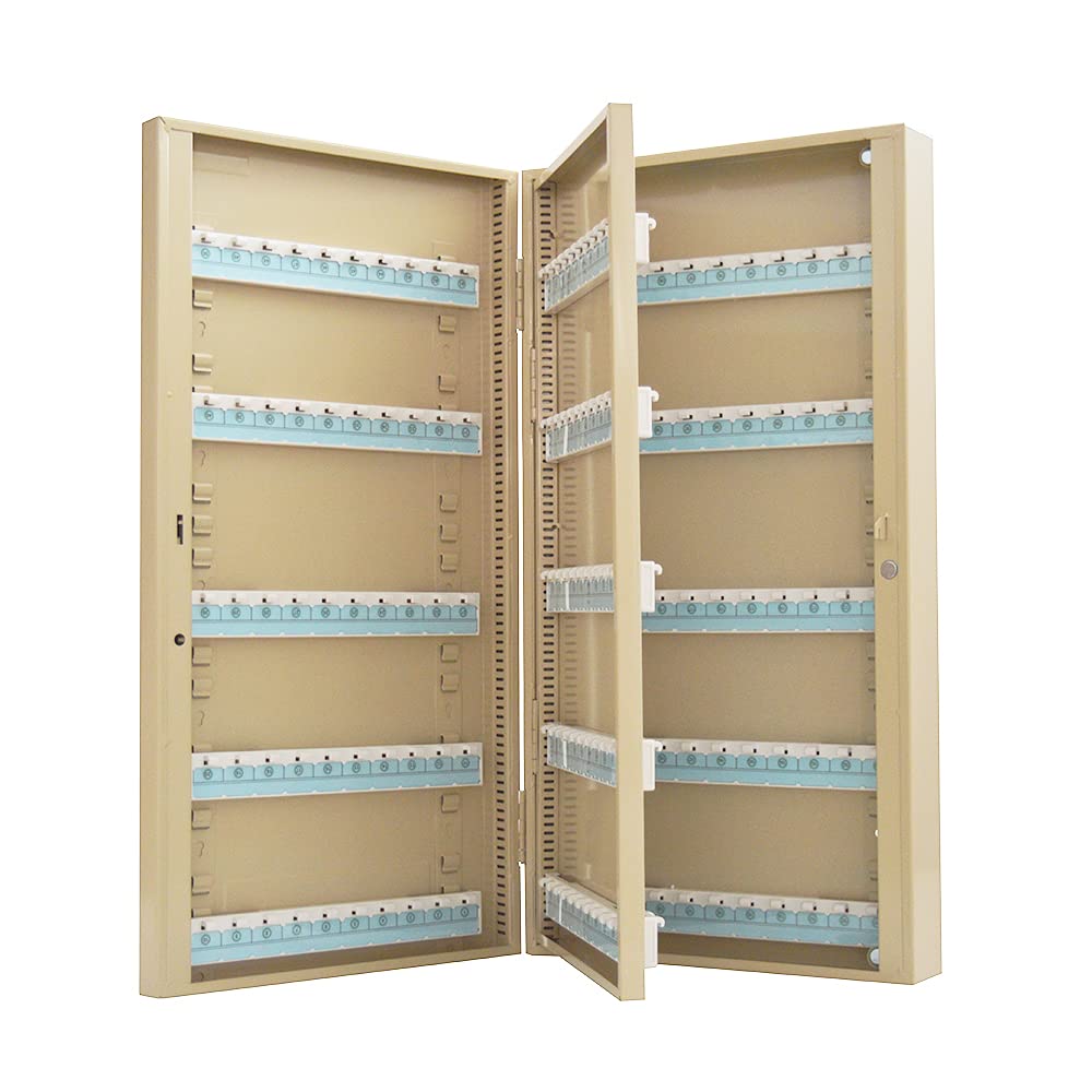 200 Position Adjustable Key Lock Cabinet with Key Hanger - Beige Wall Mount Key Storage Box for Home, Office & Hotel Organization
