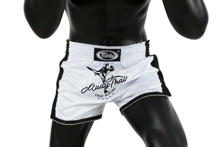 Fairtex White Slim Cut Muay Thai Boxing Shorts - Premium Breathable Training & Competition Shorts for MMA, Kickboxing, and Muay Thai Fighters
