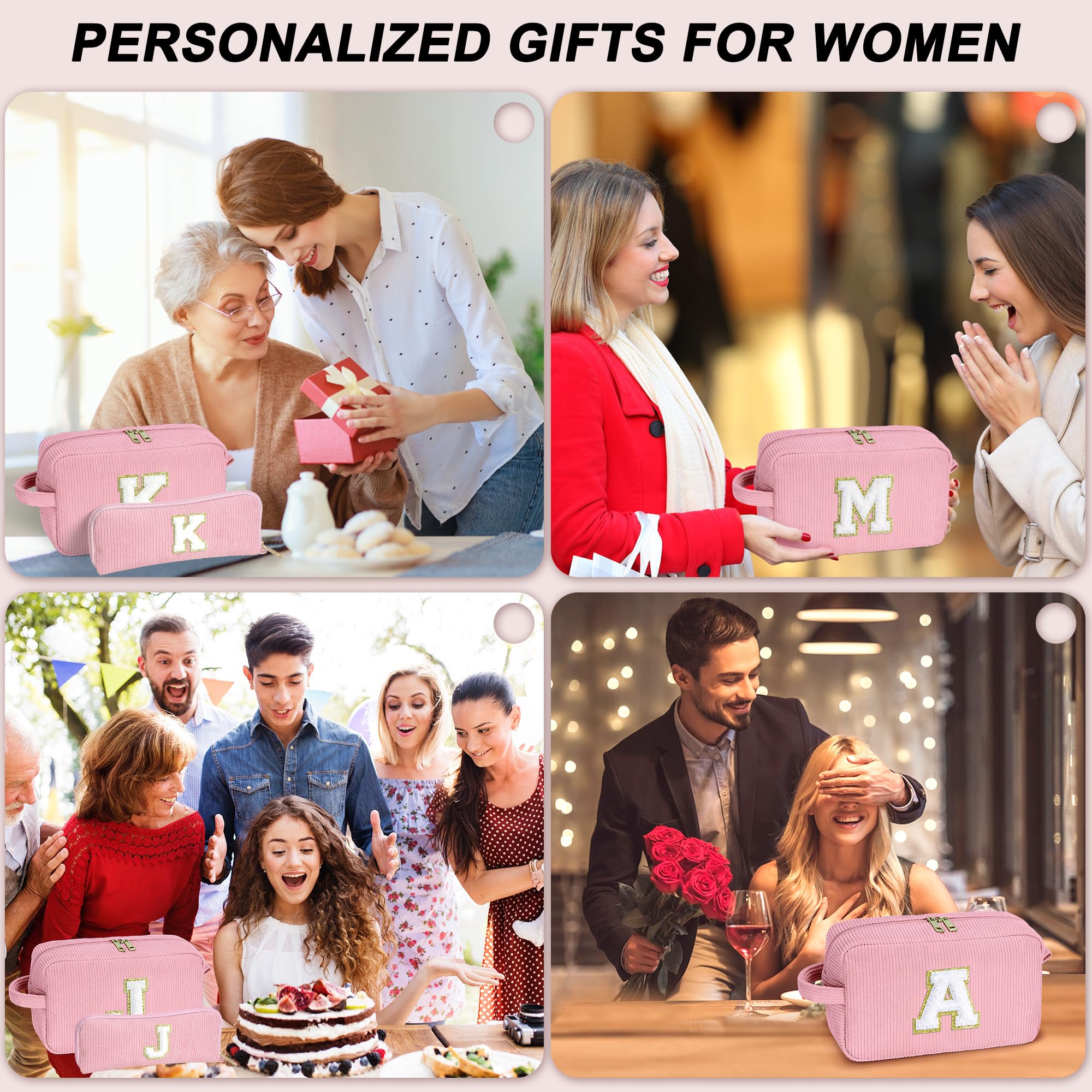 Personalized YOOLIFE Monogram Travel Makeup Bag - Cute Cosmetic Organizer for Women & Teens | Easter, Birthday Gift Idea for Girls, Best Friends | Perfect for Travel, Gym, School & Daily Use