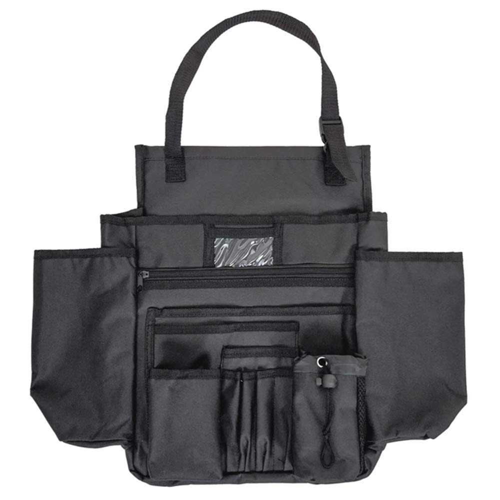 Universal Car Front Seat Organizer with Adjustable Strap - Oxford Cloth Storage Bag for Laptop, Tablet, Phone, Keys, Tissues & Water Bottles - Perfect for Road Trips, Commuting & Car Organization (Black)