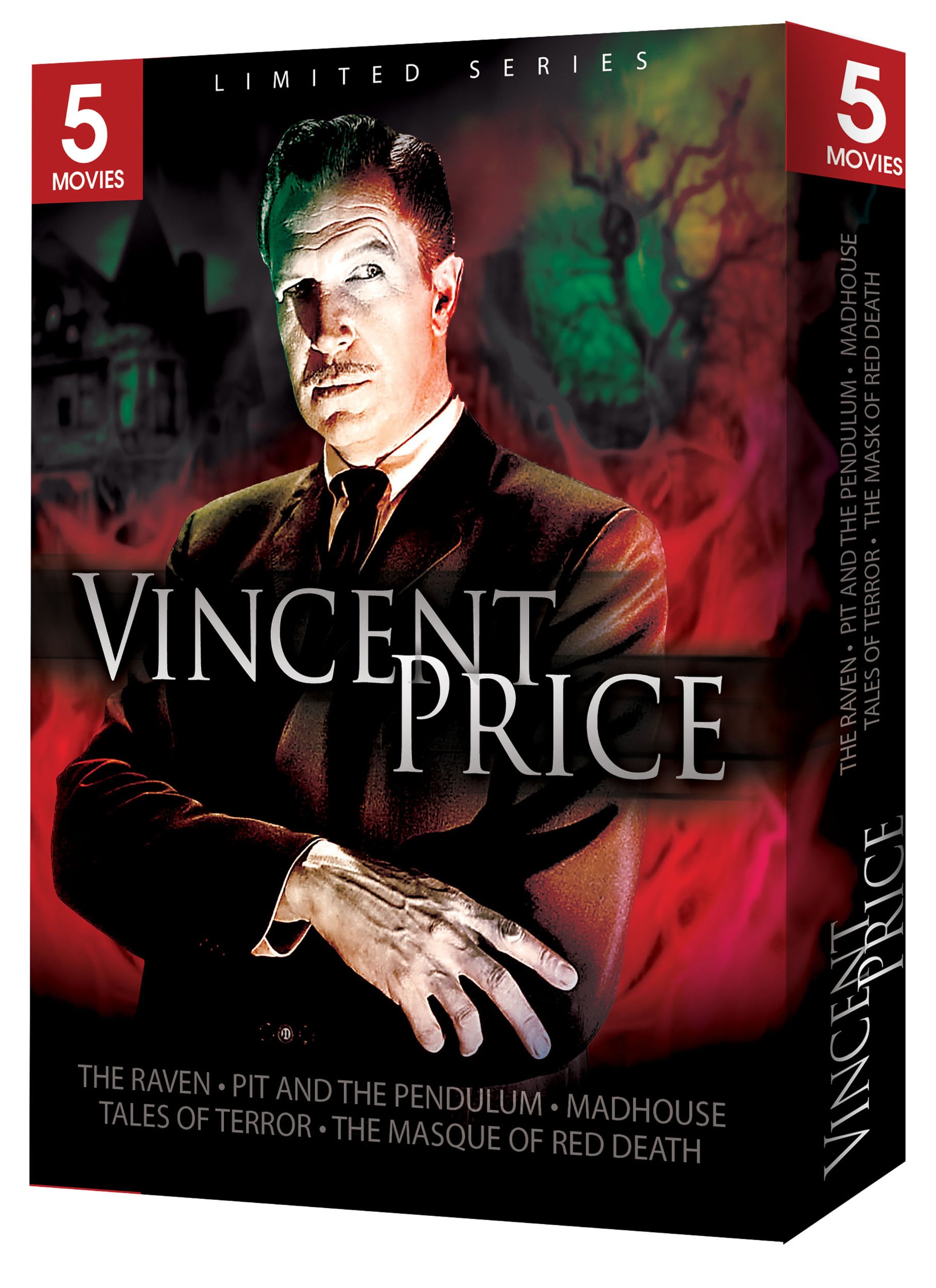 Vincent Price 5 Movie Collection Gift Set - Classic Horror Films (The Raven, The Pit and the Pendulum, Madhouse, Tales of Terror, The Masque of the Red Death) - Perfect for Halloween Movie Nights & Horror Film Enthusiasts