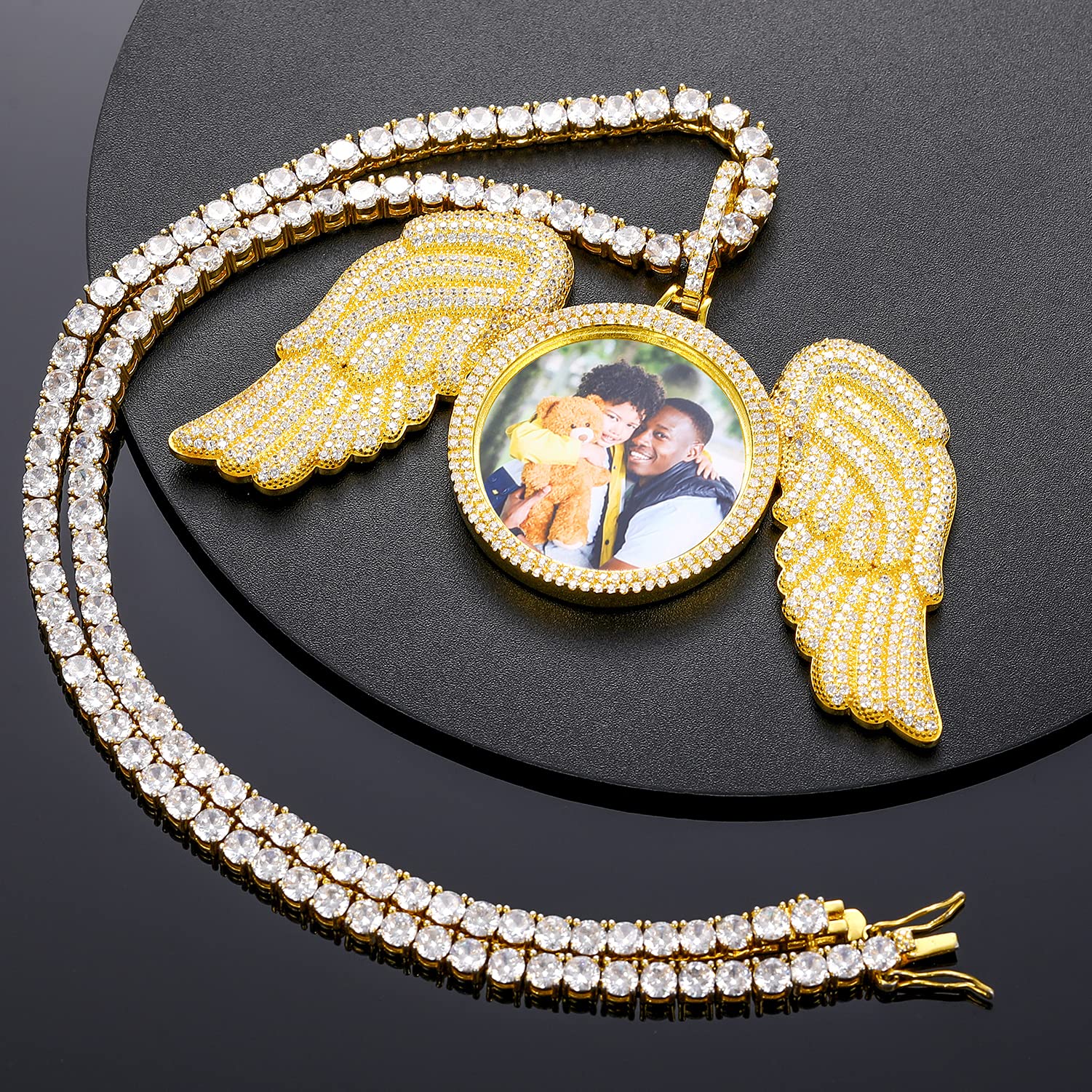 925 Sterling Silver Angel Wings Photo Necklace - Custom Personalized Picture Pendant for Men & Women - Memorial Keepsake Jewelry - Perfect Birthday Gift for Loved Ones (Great for Anniversaries, Memorials & Special Occasions)